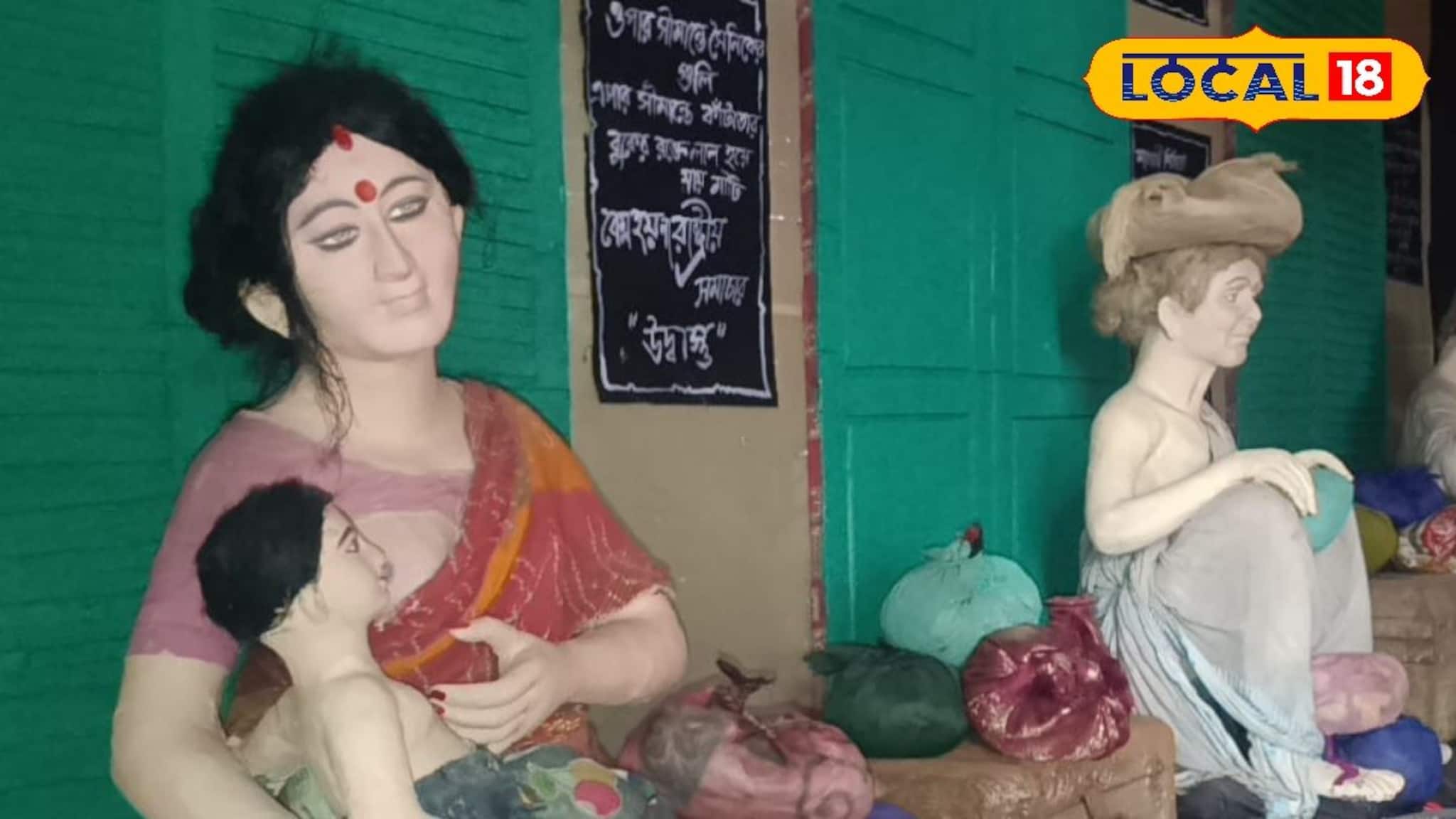 Saraswati Puja 2026: শিল্পে উঠে এল উদ্বাস্তু জীবনের লড়াই, কালনার সরস্বতী পুজোর থিম ‘কাঁটাতার’