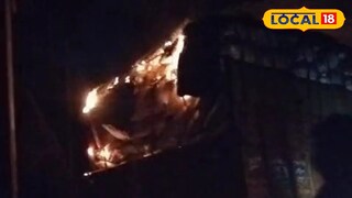 দুর্ঘটনার পর জ্বলছে ট্রাক