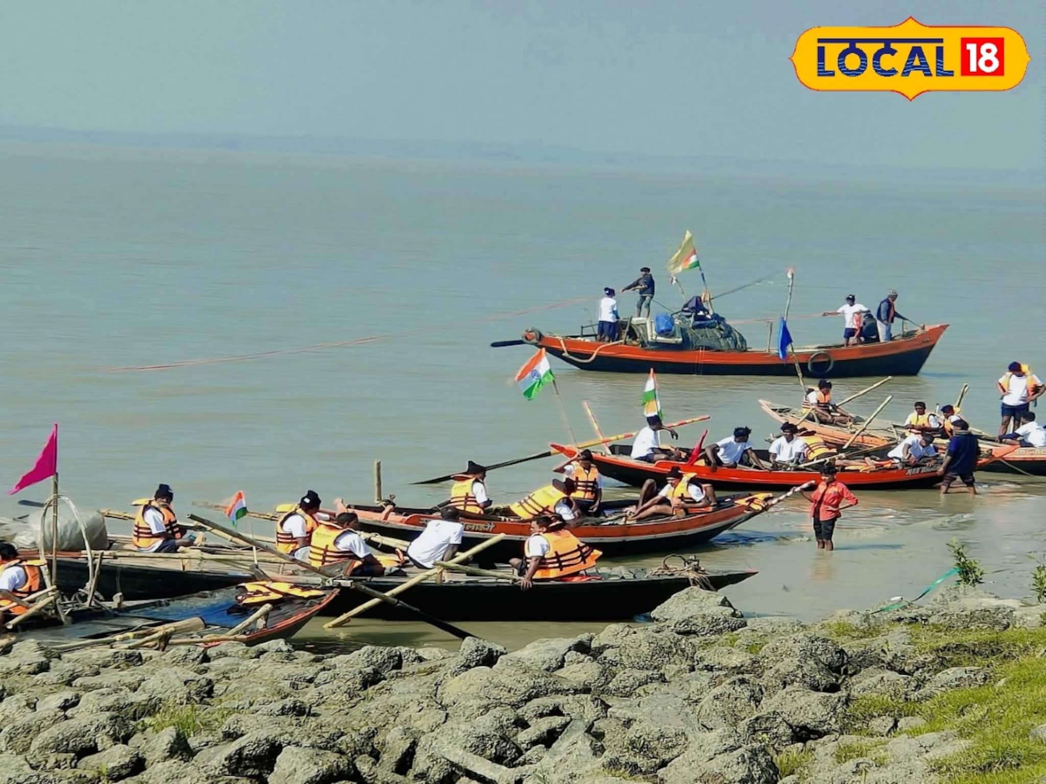 হলদি নদীর বুকে উৎসবের পাল! নৌকা বাইচের জমজমাট প্রতিযোগিতা, ভিড়ে ঠাসা ঘাট, দেখুন