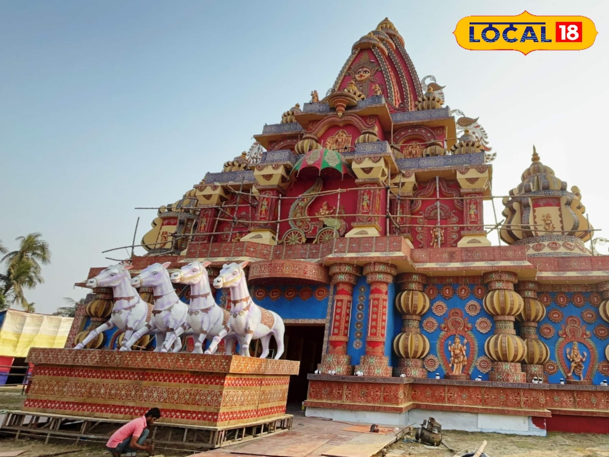 কালনায় সরস্বতী পুজোয় বিশেষ আকর্ষণ 'অশ্বমেধের ঘোড়া'! সবচেয়ে উঁচু প্যান্ডেল