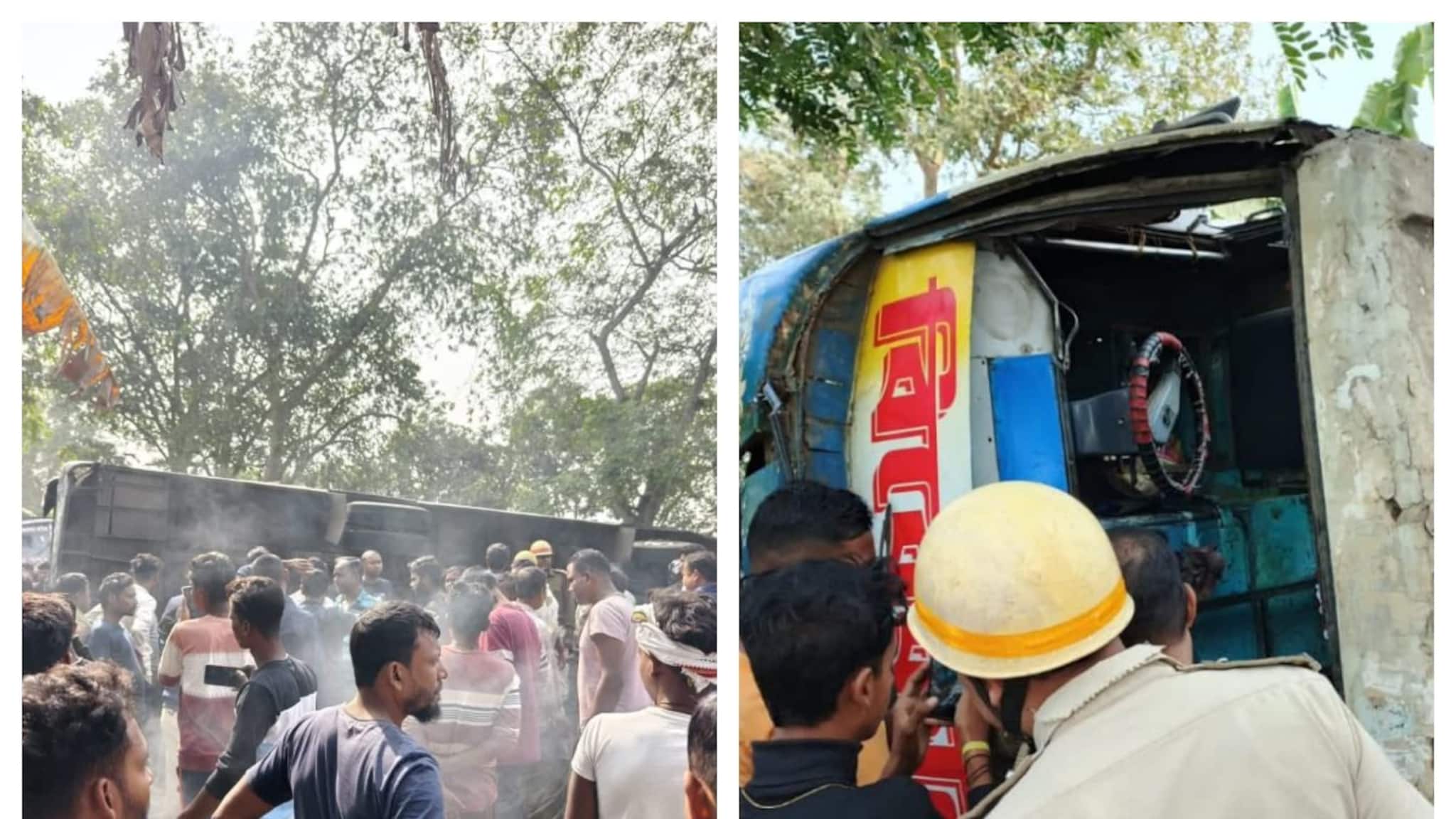 নদিয়ার ভয়াবহ বাস দুর্ঘটনা, ক্যামেরা বন্দি হাড় হিম করা মুহূর্ত! দেখুন ভিডিও