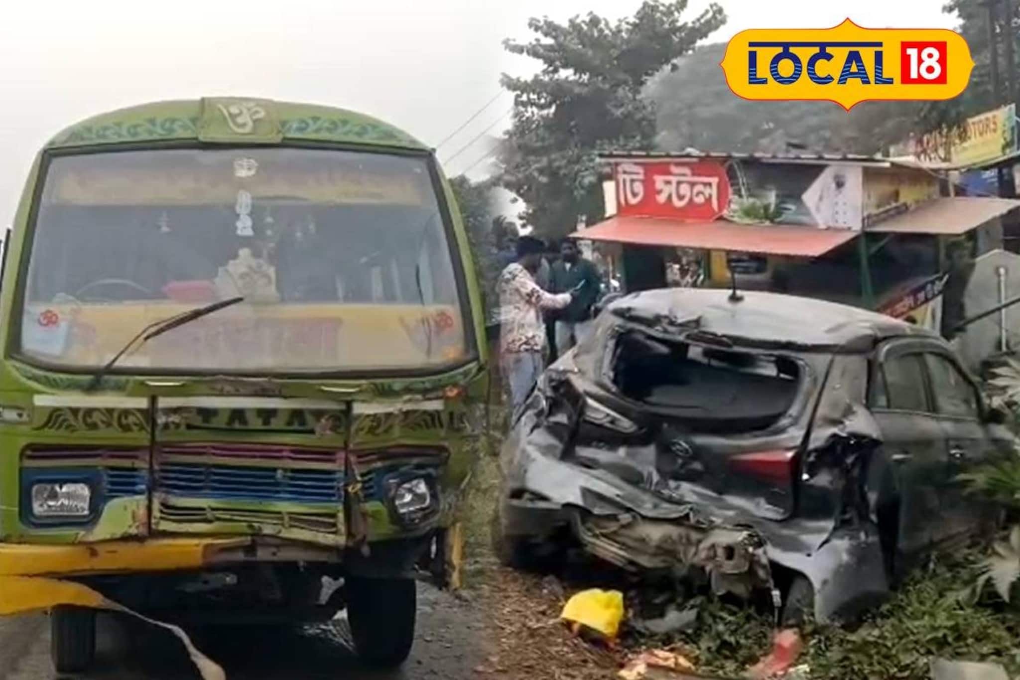 রাস্তার পাশের দোকান-গাড়িতে সজোরে ধাক্কা যাত্রীবাহী বাসের! নদিয়ায় মারাত্মক দুর্ঘটনা