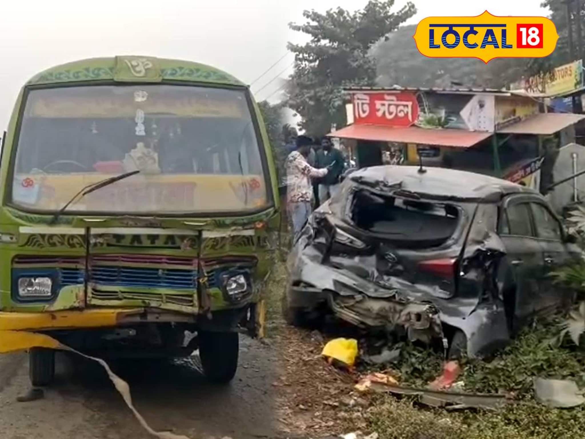 রাস্তার পাশের দোকান-গাড়িতে সজোরে ধাক্কা যাত্রীবাহী বাসের! নদিয়ায় মারাত্মক দুর্ঘটনা