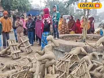 মৃৎশিল্পের কারখানার মূর্তি ভাঙার অভিযোগ