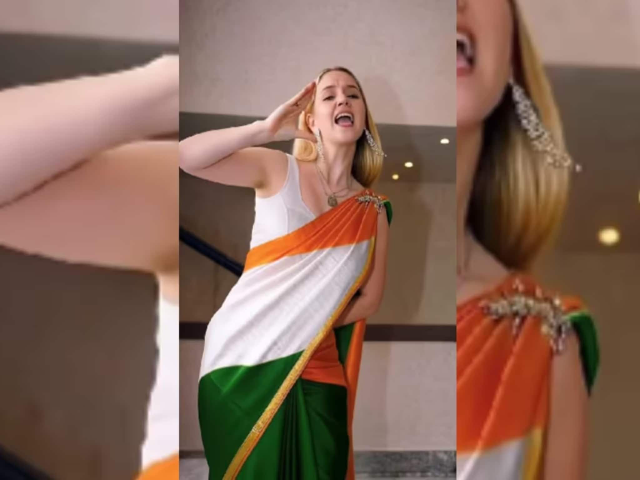 রাশিয়ান তরুণীর ভারত প্রেম ! তেরঙ্গা শাড়ি পরে ‘ঘর কব আওগে’ গানে নাচের রিল ভাইরাল রাশিয়ান তরুণীর ভারত প্রেম ! তেরঙ্গা শাড়ি পরে ‘ঘর কব আওগে’ গানে নাচের রিল ভাইরাল