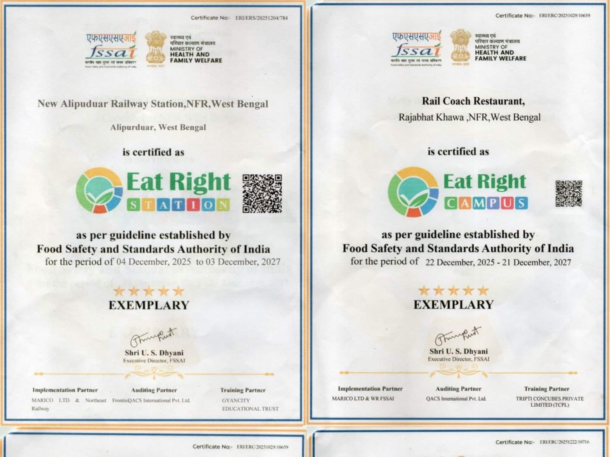 খাদ্য সুরক্ষা ও স্বাস্থ্যবিধিতে উল্লেখ্যযোগ্য মাইলফলক উত্তর-পূর্ব সীমান্ত রেলওয়ের!