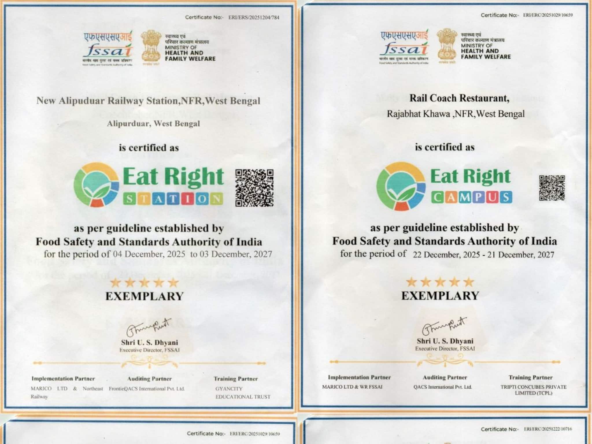 খাদ্য সুরক্ষা ও স্বাস্থ্যবিধিতে উল্লেখ্যযোগ্য মাইলফলক উত্তর-পূর্ব সীমান্ত রেলওয়ের!