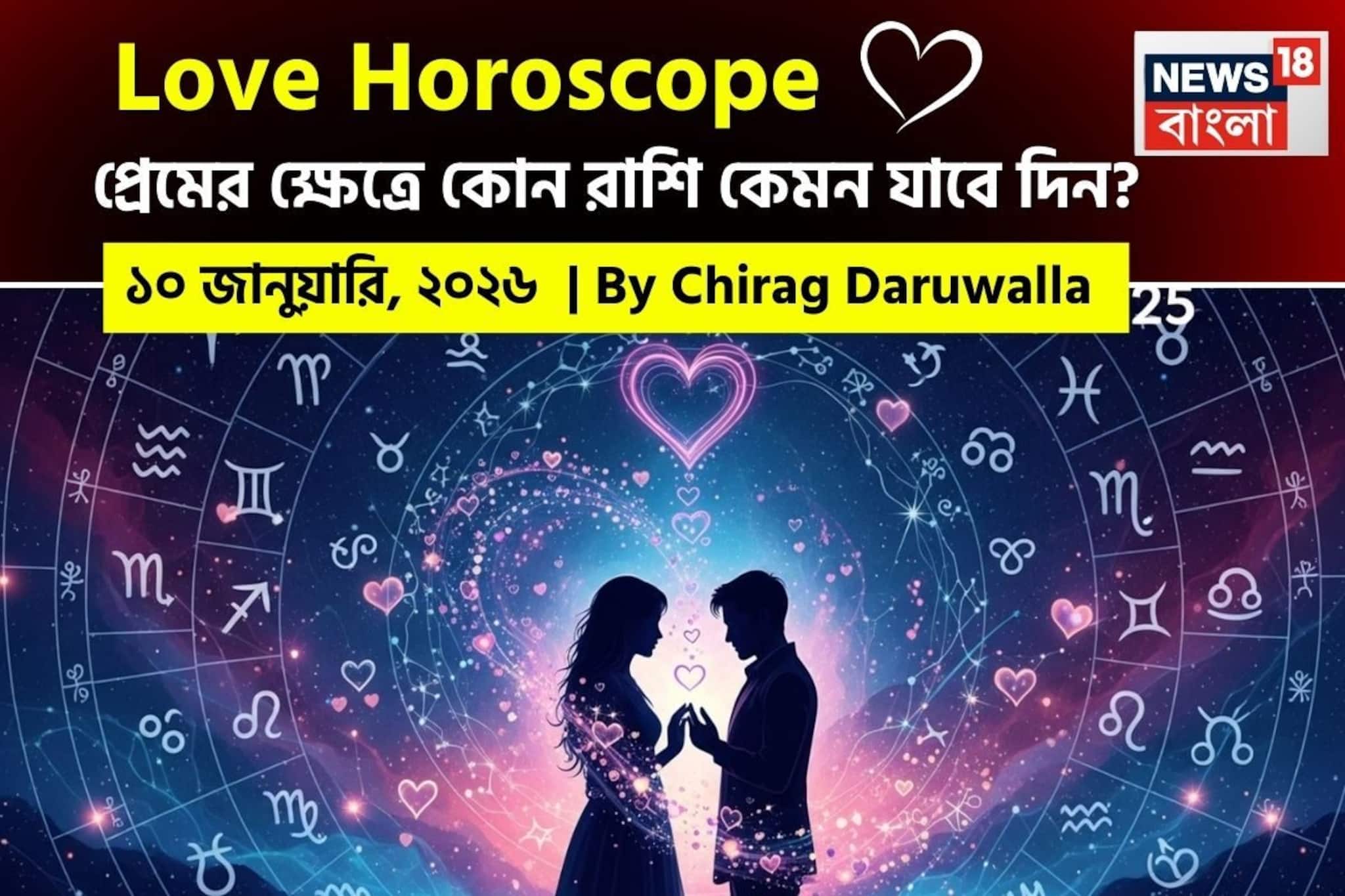 ১০ জানুয়ারি, ২০২৬- কেমন যাবে আজকের প্রেমজীবন, জানাচ্ছেন জ্যোতিষী চিরাগ দারুওয়ালা