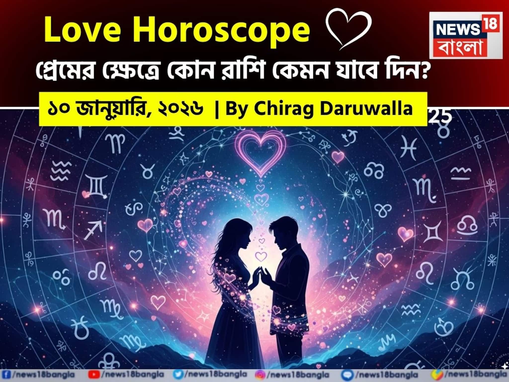 ১০ জানুয়ারি, ২০২৬- কেমন যাবে আজকের প্রেমজীবন, জানাচ্ছেন জ্যোতিষী চিরাগ দারুওয়ালা