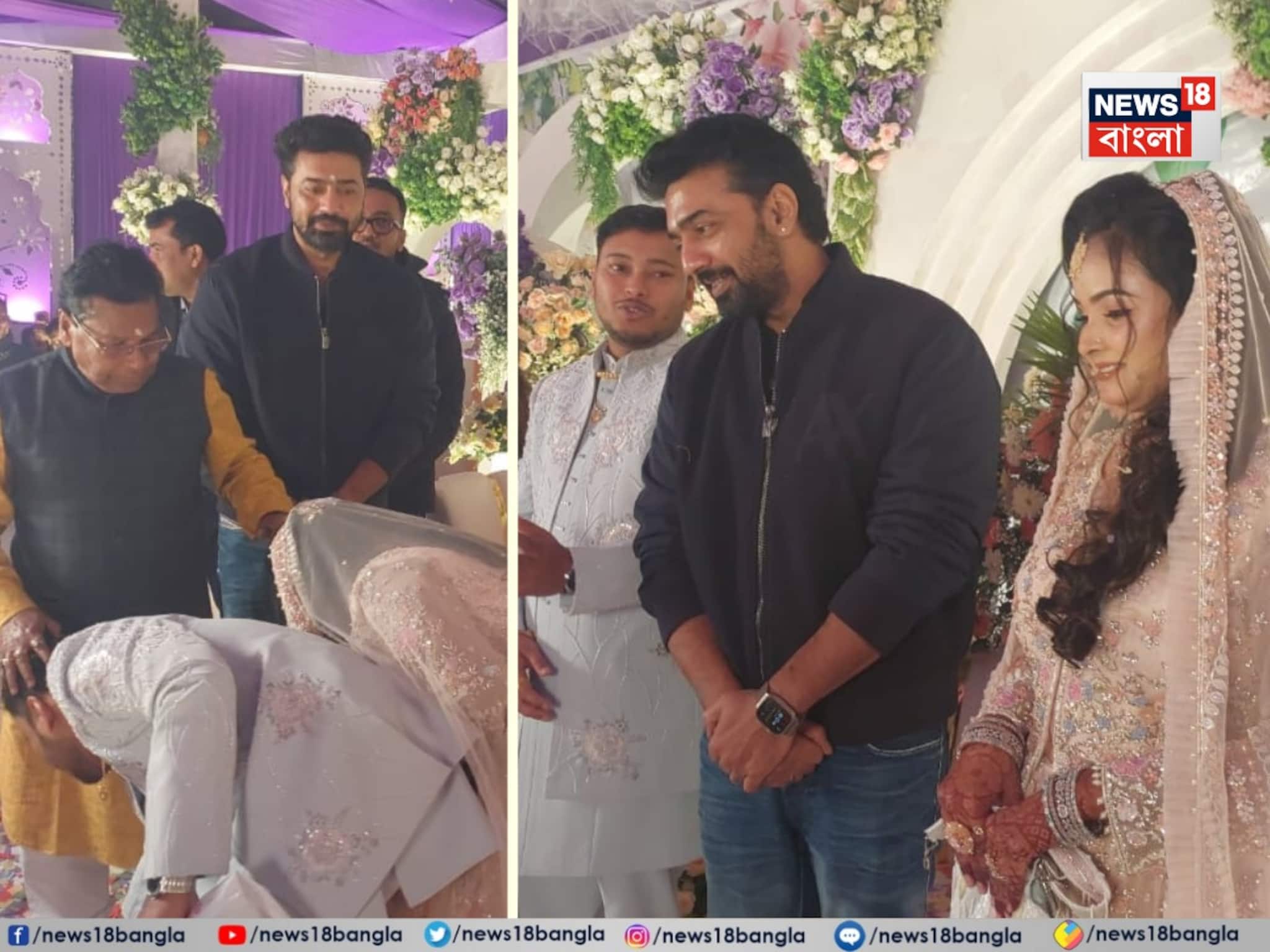 পশ্চিম মেদিনীপুরে তৃণমূল নেতার ছেলের বিয়েতে দেব, নবদম্পতিকে আশীর্বাদ ঘাটালের সাংসদের
