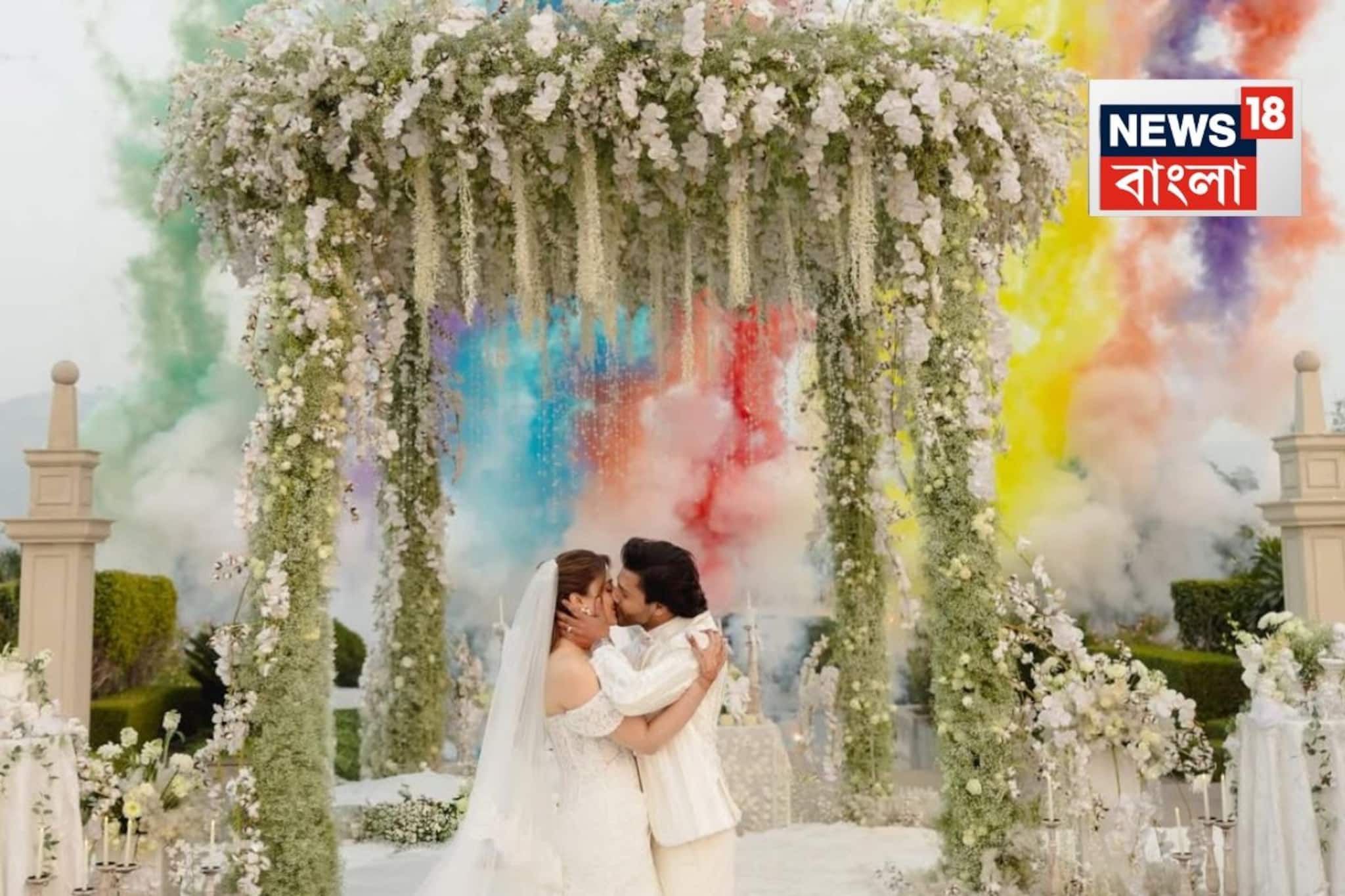 সাদা অফ-শোল্ডার গাউন, স্বামীর ঠোঁটে-ঠোঁট! উদয়পুরে রাজকীয় বিবাহ সারলেন নুপূর ও স্টেবিন