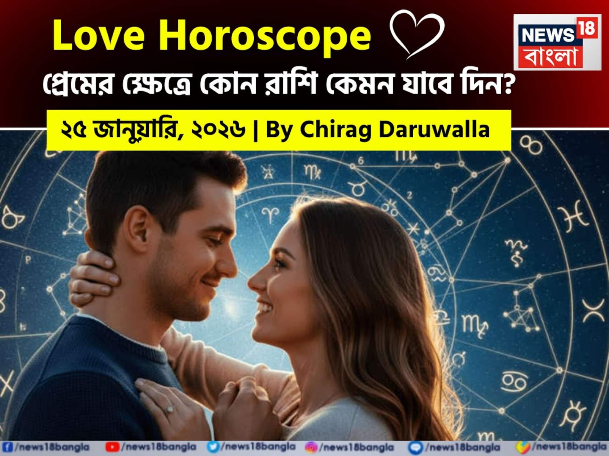 ২৫ জানুয়ারি, ২০২৬- কেমন যাবে আজকের প্রেমজীবন, জানাচ্ছেন জ্যোতিষী চিরাগ দারুওয়ালা