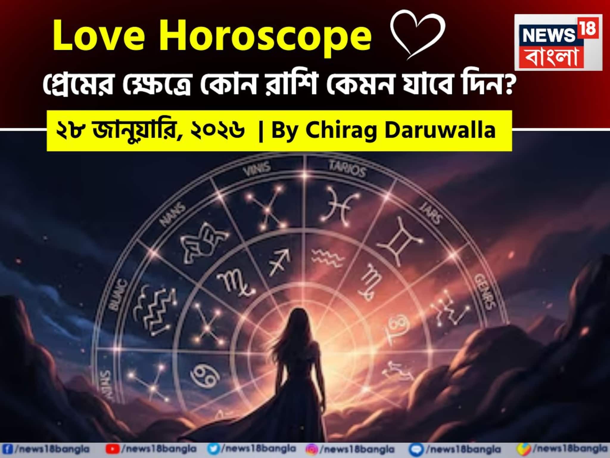 ২৮ জানুয়ারি, ২০২৬- কেমন যাবে আজকের প্রেমজীবন, জানাচ্ছেন জ্যোতিষী চিরাগ দারুওয়ালা