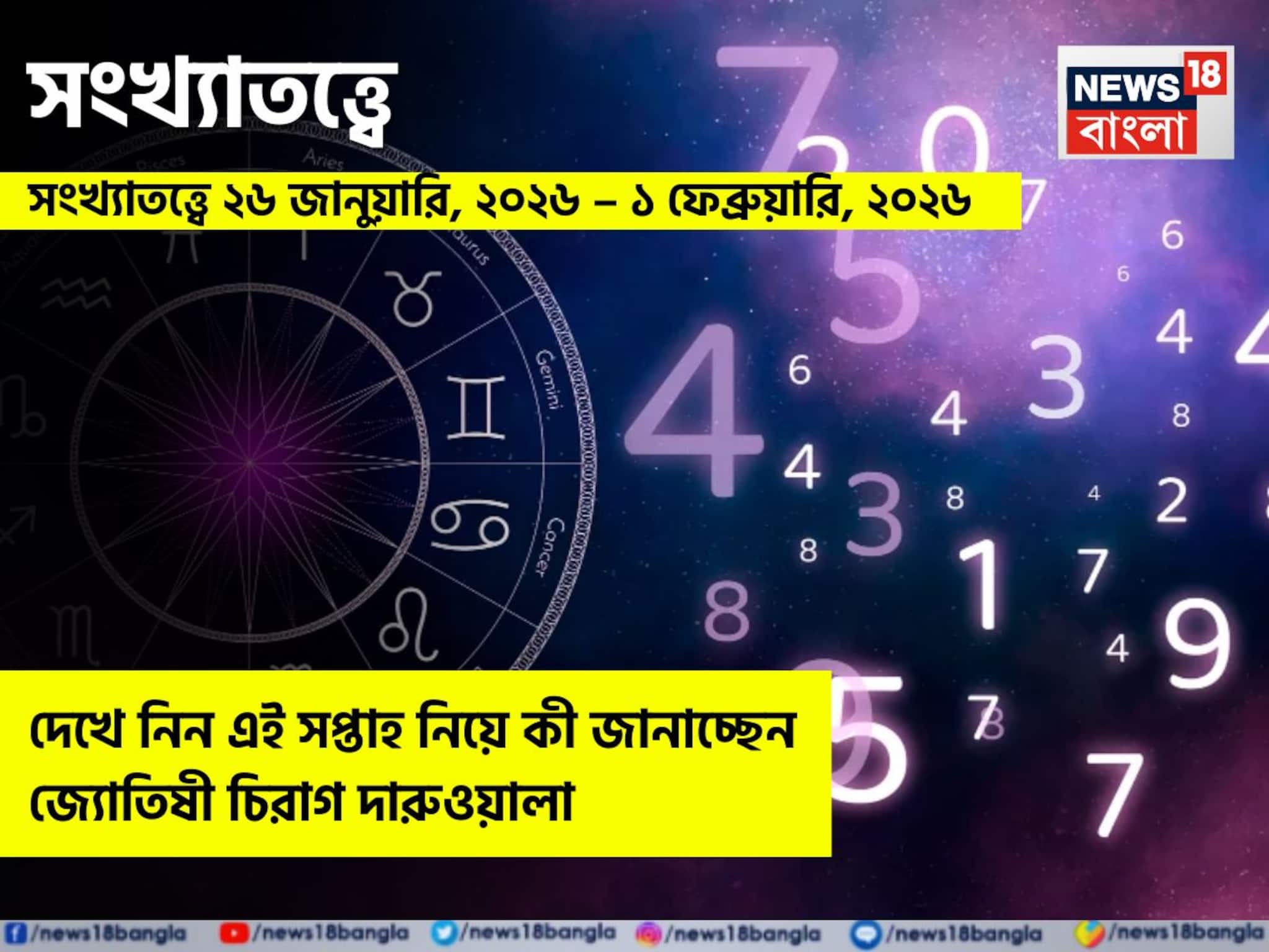 সংখ্যাতত্ত্বে ২৬ জানুয়ারি – ১ ফেব্রুয়ারি: এই সপ্তাহ নিয়ে কী জানাচ্ছেন জ্যোতিষী চিরাগ