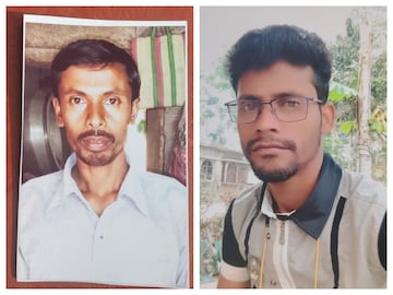 নিহত নাসির আলি (বাঁদিকে) এবং ধৃত বিএলও বিজওয়ান হাসান মণ্ডল৷ নিহত নাসির আলি (বাঁদিকে) এবং ধৃত বিএলও বিজওয়ান হাসান মণ্ডল৷