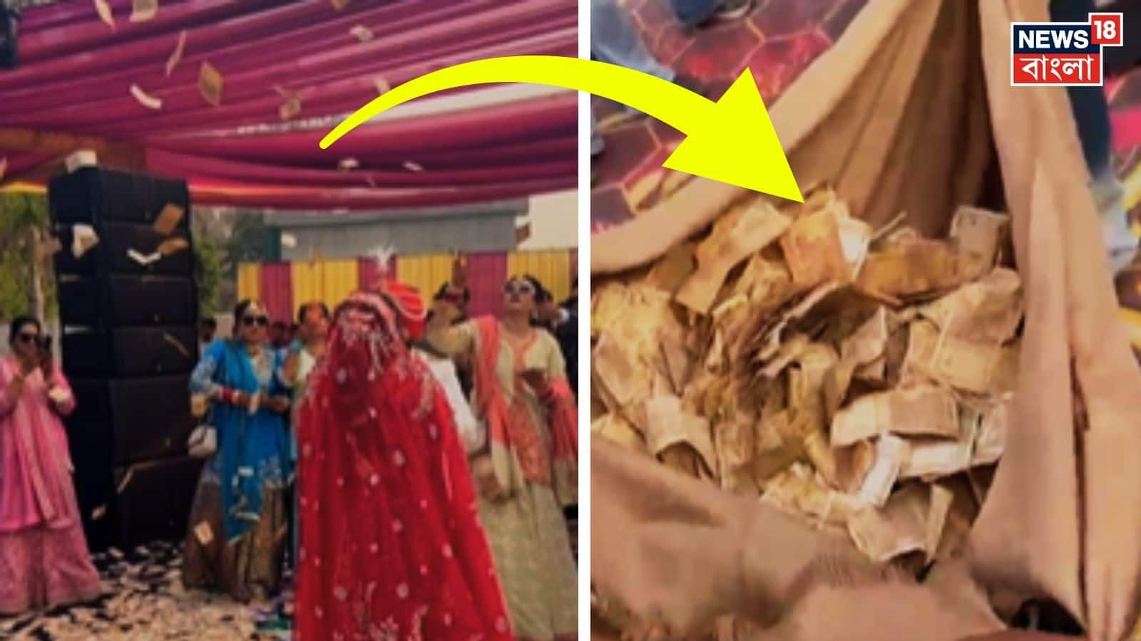 বিয়েতে উড়ছে নগদ টাকা