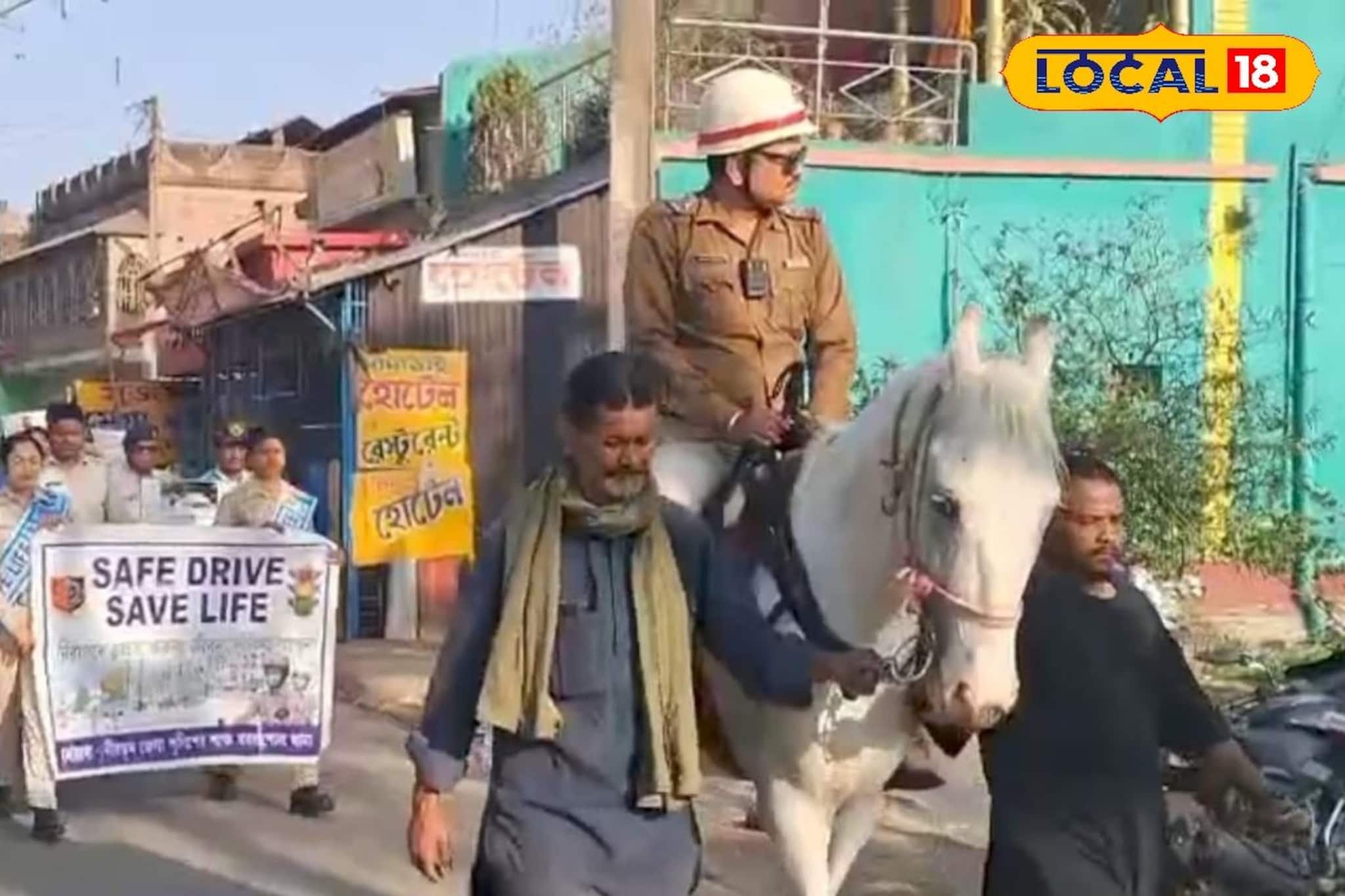 খয়রাশোলে রাস্তায় ঘোড়ার পিঠে ট্রাফিক ওসি! কী বার্তা দিতে এমন উদ্যোগ?