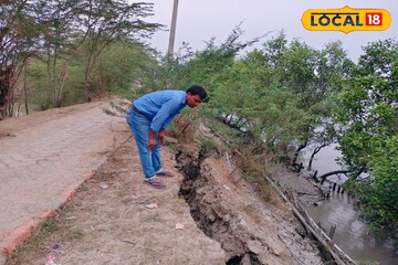মাটি ভেঙে চওড়া ফাটল! পূর্ণিমার আগে সন্দেশখালির নদীবাঁধে ভয়াবহ ধস