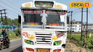 বাসের চাকায় বাইক আরোহী