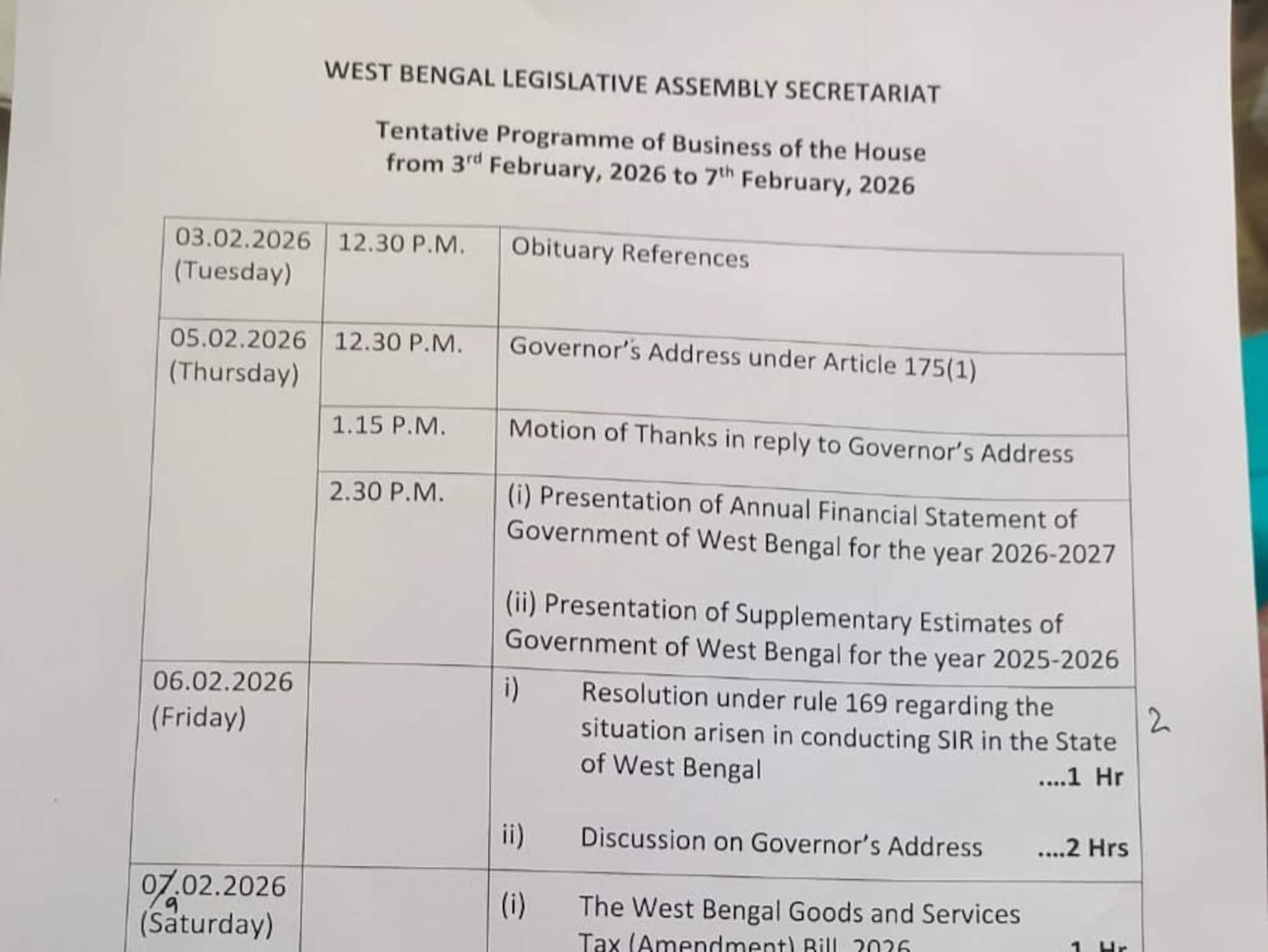 SIR discussion at Vidhan Sabha: রাজ্যজুড়ে SIR নিয়ে 'সাধারণের সমস্যা', রাজ্য বিধানসভায় ৬ ফেব্রুয়ারি আলোচনা হবে SIR নিয়ে