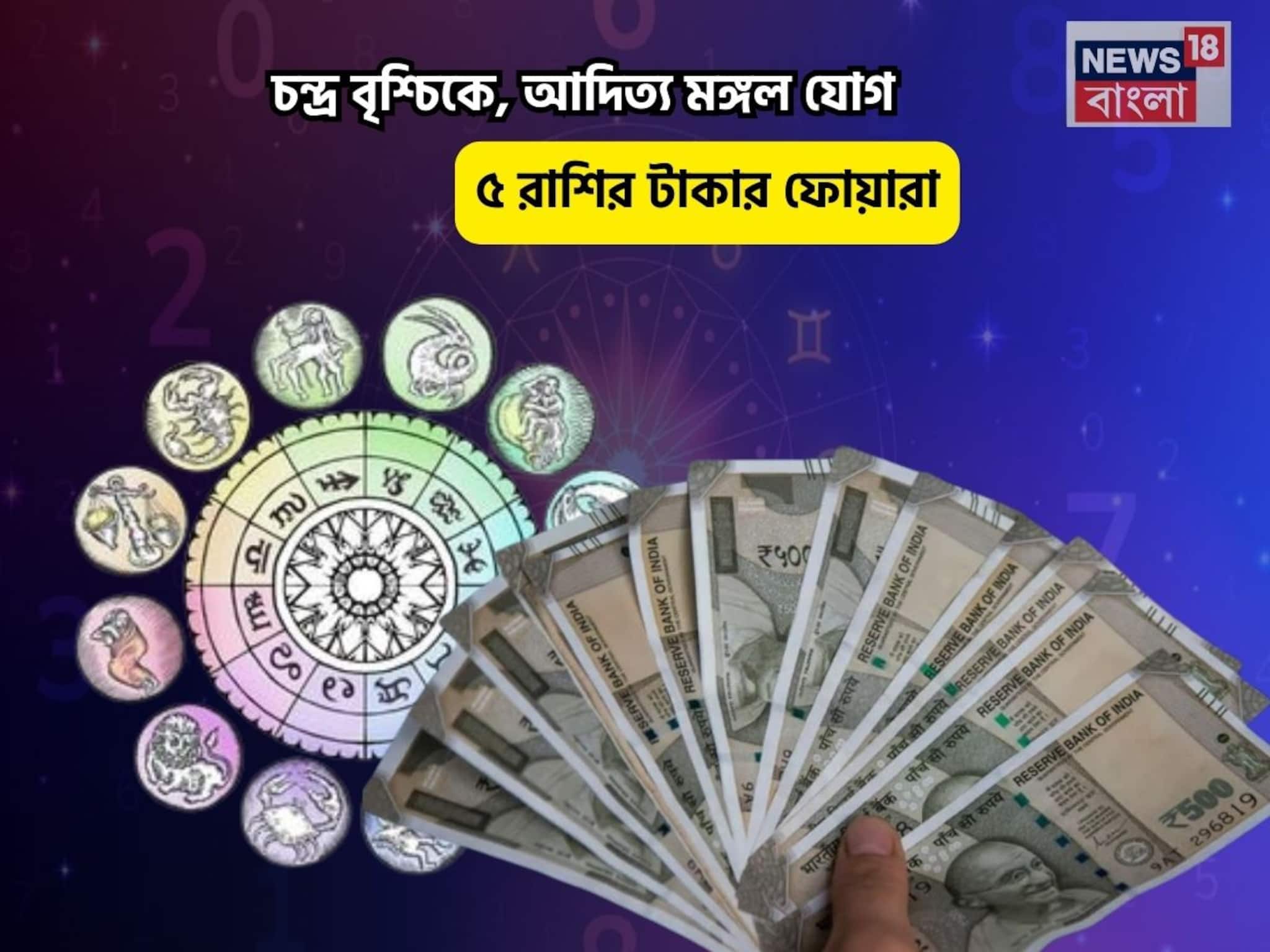 আজই ঘরে আসবে গুড নিউজ! চন্দ্র বৃশ্চিকে, আদিত্য মঙ্গল যোগে ৫ রাশির টাকার ফোয়ারা