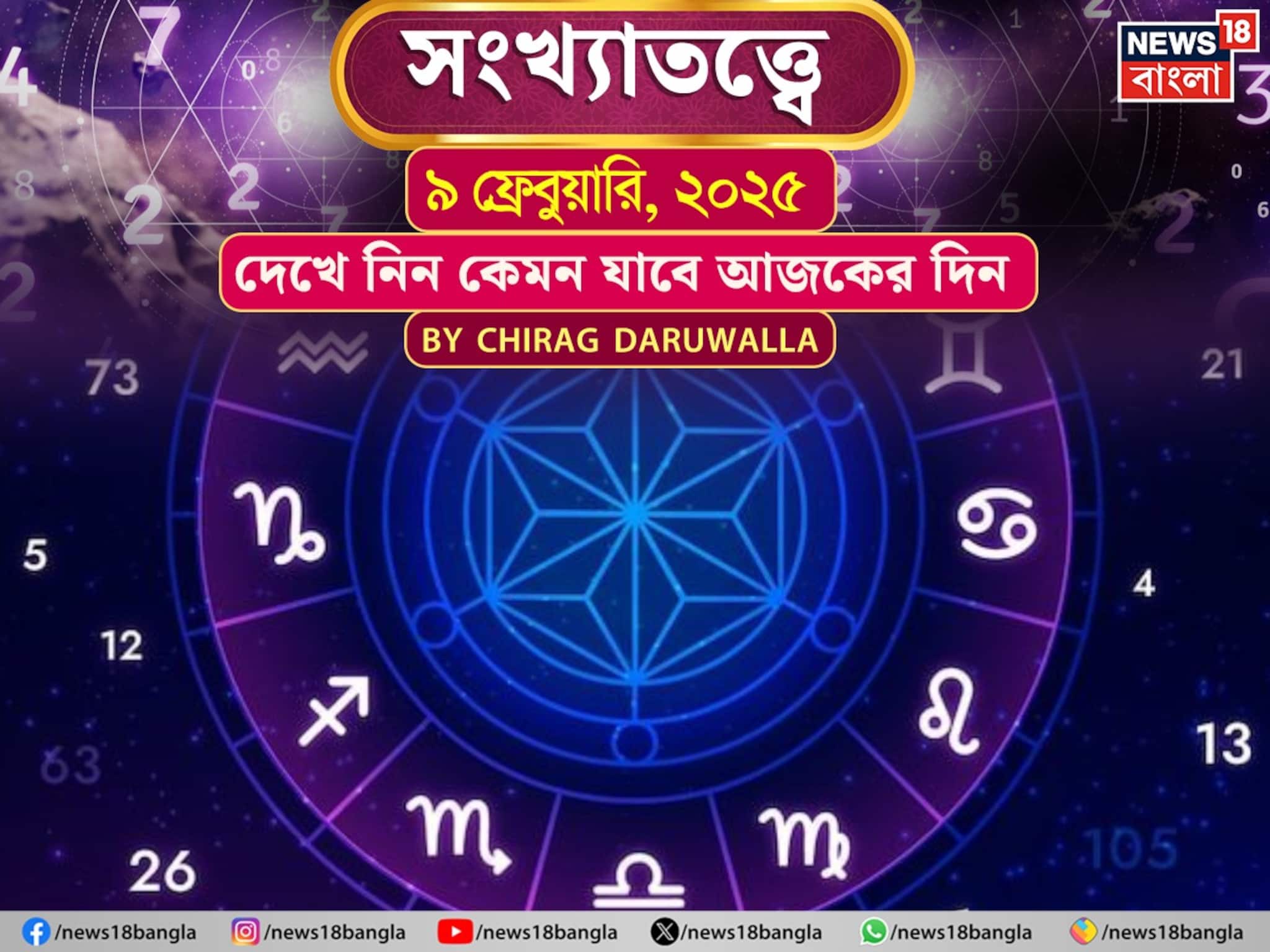 Numerology Prediction Today: সংখ্যাতত্ত্বে ৯ ফেব্রুয়ারি, ২০২৬: দেখে নিন কেমন যাবে আজকের দিন? জানাচ্ছেন জ্যোতিষী চিরাগ দারুওয়ালা