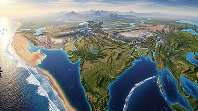 যদিও ভারত বৃহত্তর মহাদেশের অংশ, এর অনন্য সীমানা এবং বিশাল বৈচিত্র্য এটিকে একটি উপমহাদেশের মর্যাদা দেয়। কেন, তা দেখে নেওয়া যাক এক এক করে। বিশাল আঞ্চলিক আয়তন: একটি উপমহাদেশকে অবশ্যই একটি মহাদেশের একটি বৃহৎ, স্বতন্ত্র অংশ হতে হবে। ভারত ৩.৮ মিলিয়ন বর্গকিলোমিটার জুড়ে বিস্তৃত। এর বিস্তৃতি ইউরোপের আকারের সঙ্গে তুলনীয়, যা এটিকে কেবল একটি আদর্শ দেশ নয়, বরং আরও বেশি কিছু হিসাবে শ্রেণীবদ্ধ করার সম্মান দেয়। সেই জন্যই উপমহাদেশের খেতাব! (Photo: AI/Representative Image)