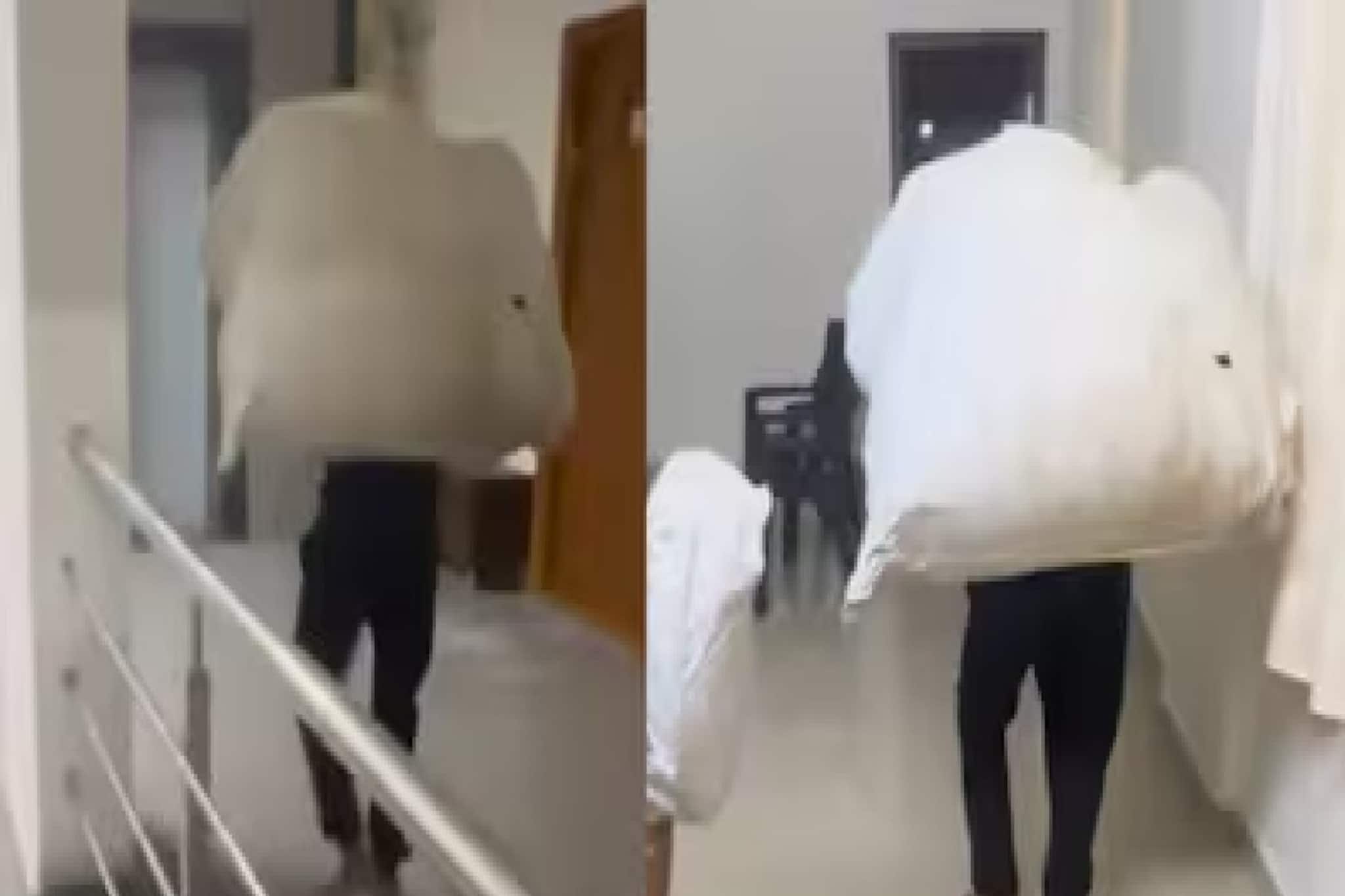 লিফট ব্যবহার করতে না দেওয়ায় ভারী পার্সেল নিয়ে সিঁড়ি ভেঙে উঠলেন ডেলিভারি কর্মী!