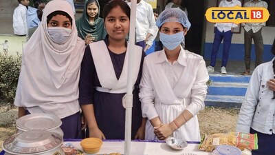 বসিরহাটের একটি স্কুলে পড়ুয়াদের সাজানো খাবারের স্টল এবং ফুচকা বিক্রির দৃশ্য