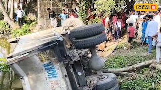 নয়ানজুলিতে উল্টে গিয়েছে ডাম্পার