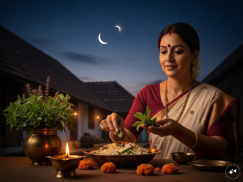 *যখনই সূর্যের উপর ছায়া পড়ে, তখন পৃথিবীর বায়ুমণ্ডল আরও সক্রিয় হয়ে ওঠে। চন্দ্রগ্রহণ ২০২৬ সম্পর্কে, প্রতিটি বাড়িতে যে প্রশ্নটি নিয়ে আলোচনা হচ্ছে তা হল, গ্রহণের সময় রাখা খাবারে তুলসীপাতা যোগ করা উচিৎ কিনা, আবার সেই খাবার গ্রহণ শেষ করার পরে খাওয়া কি ঠিক কিনা! ছবিঃ এআই। *যখনই সূর্যের উপর ছায়া পড়ে, তখন পৃথিবীর বায়ুমণ্ডল আরও সক্রিয় হয়ে ওঠে। চন্দ্রগ্রহণ ২০২৬ সম্পর্কে, প্রতিটি বাড়িতে যে প্রশ্নটি নিয়ে আলোচনা হচ্ছে তা হল, গ্রহণের সময় রাখা খাবারে তুলসীপাতা যোগ করা উচিৎ কিনা, আবার সেই খাবার গ্রহণ শেষ করার পরে খাওয়া কি ঠিক কিনা! ছবিঃ এআই।