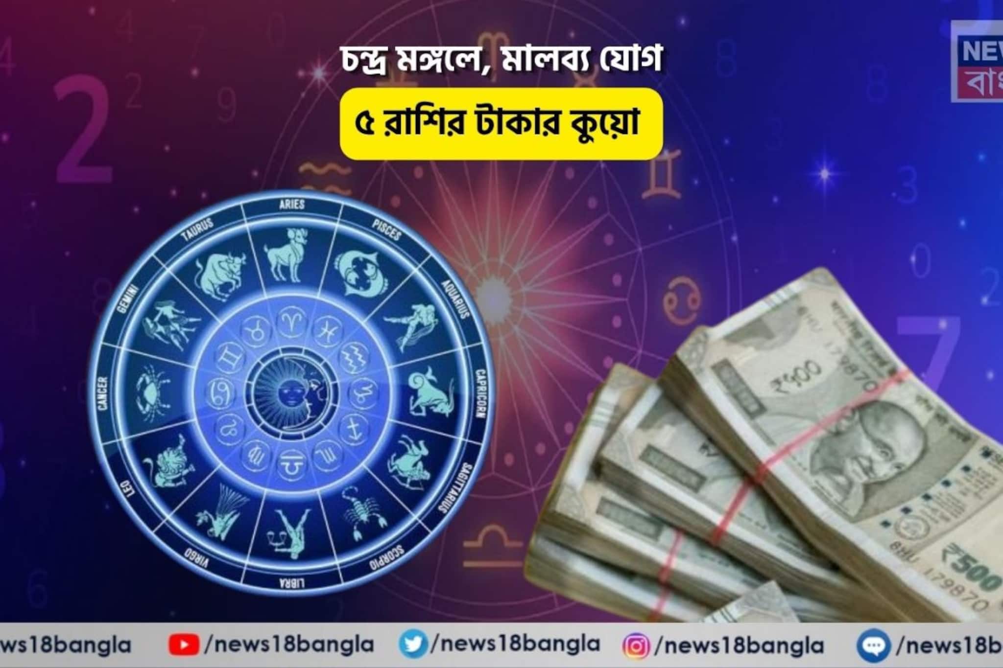 মাথায় সোনার মুকুট, আজ আপনার উজ্জ্বল ভাগ্য! চন্দ্র মঙ্গলে, মালব্য যোগে ৫ রাশির টাকার কুয়ো