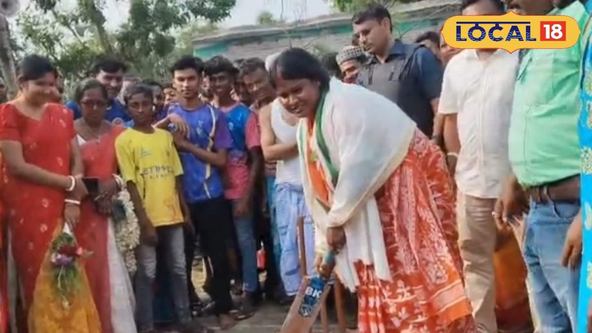 জীবনে যা কখনও করেননি, ভোট প্রচারে তাই করলেন বিজেপি প্রার্থী রেখা পাত্র! হাতে তুলে নিলেন ব্যাট, খেললেন ক্রিকেট