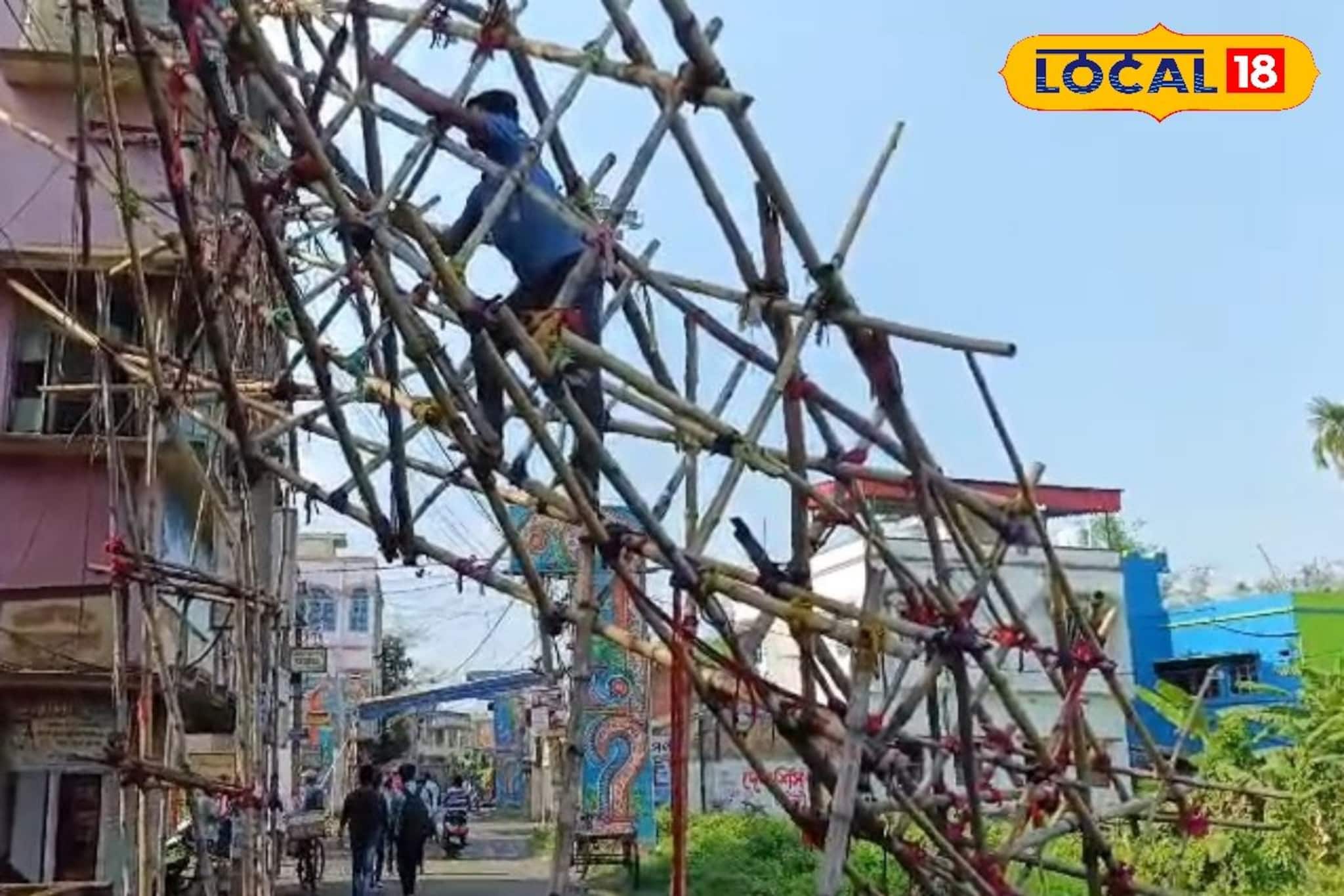 গভীর রাতে ঝোড়ো হাওয়ায় লণ্ডভণ্ড নসিবপুর, রাস্তার উপর ভেঙে পড়ল বাঁশের কাঠামো