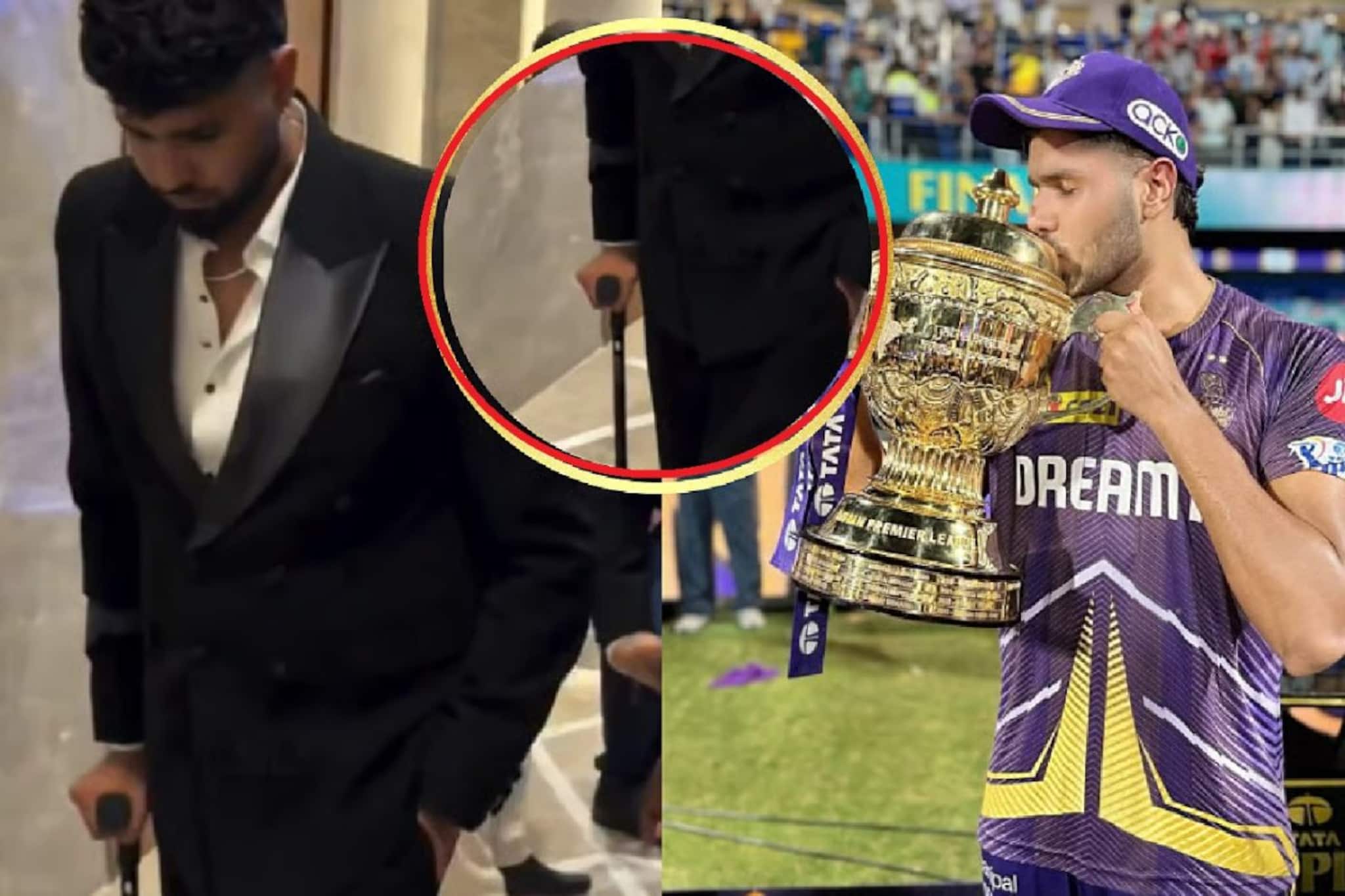 এক হাতে ধরা লাঠি, হাঁটছেন পা টেনে টেনে, হর্ষিত রানার ভিডিও, কেকেআরের মন খারাপ