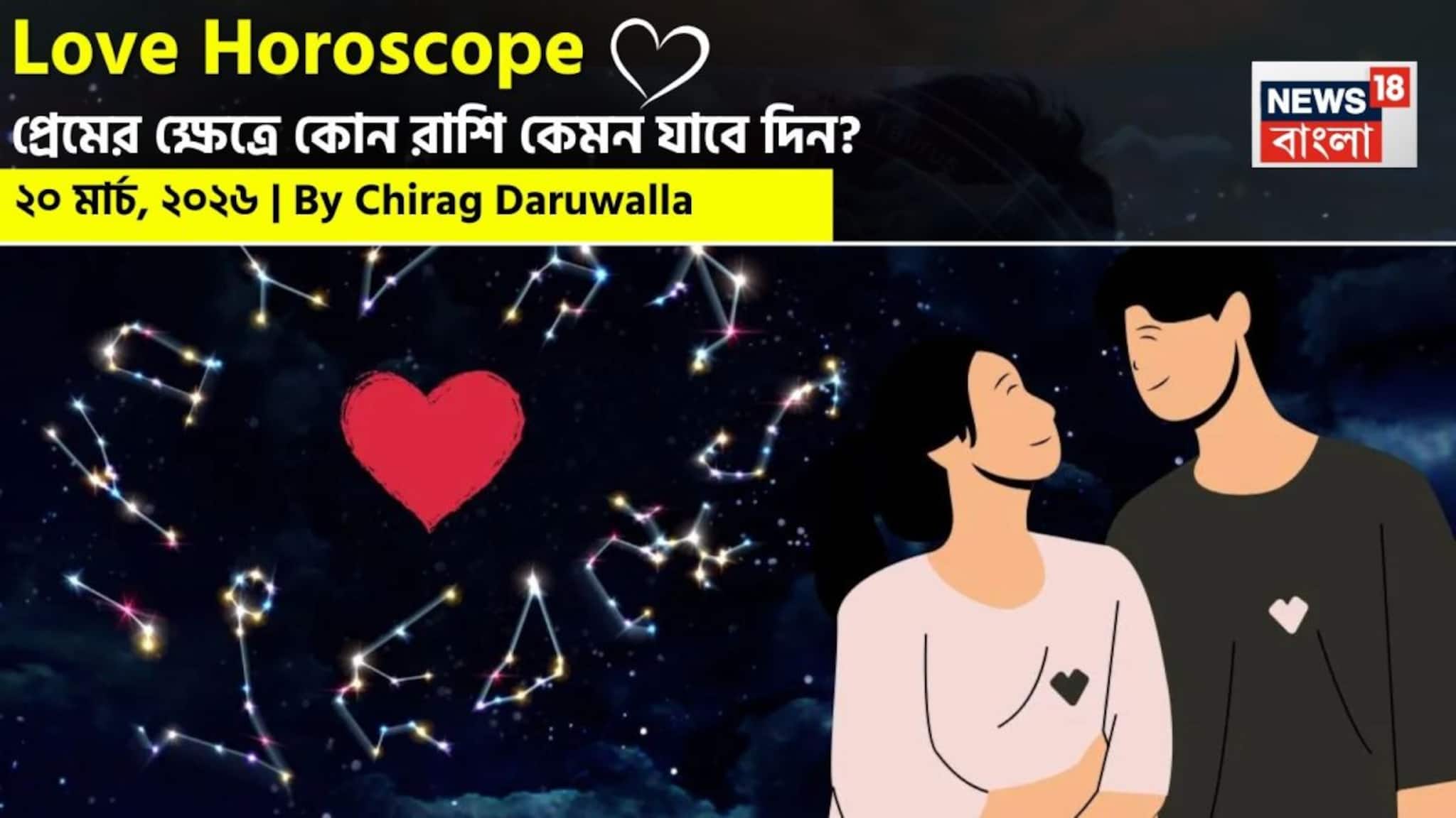 Love Horoscope Today: ২০ মার্চ, ২০২৬- কেমন যাবে আজকের প্রেমজীবন, জানাচ্ছেন জ্যোতিষী চিরাগ দারুওয়ালা