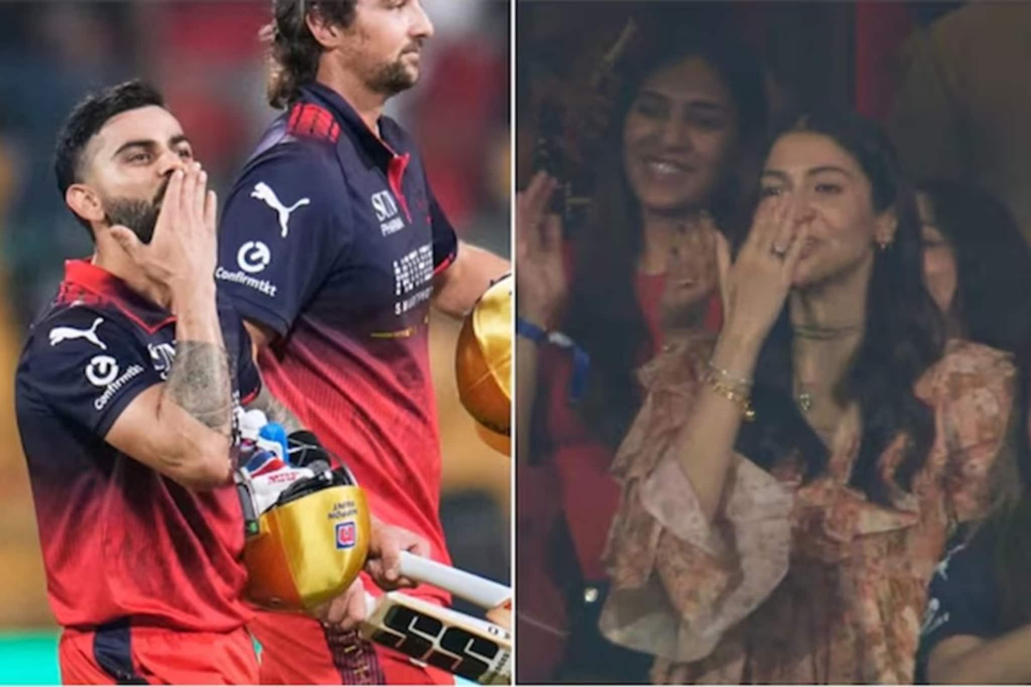 ব্যাটে বিরাট ঝড় ! চ্যাম্পিয়নের মতোই শুরু আরসিবির, মাঠে অনুষ্কাকে ‘ফ্লাইং কিস’ কোহলির ব্যাটে বিরাট ঝড় ! চ্যাম্পিয়নের মতোই শুরু আরসিবির, মাঠে অনুষ্কাকে ‘ফ্লাইং কিস’ কোহলির