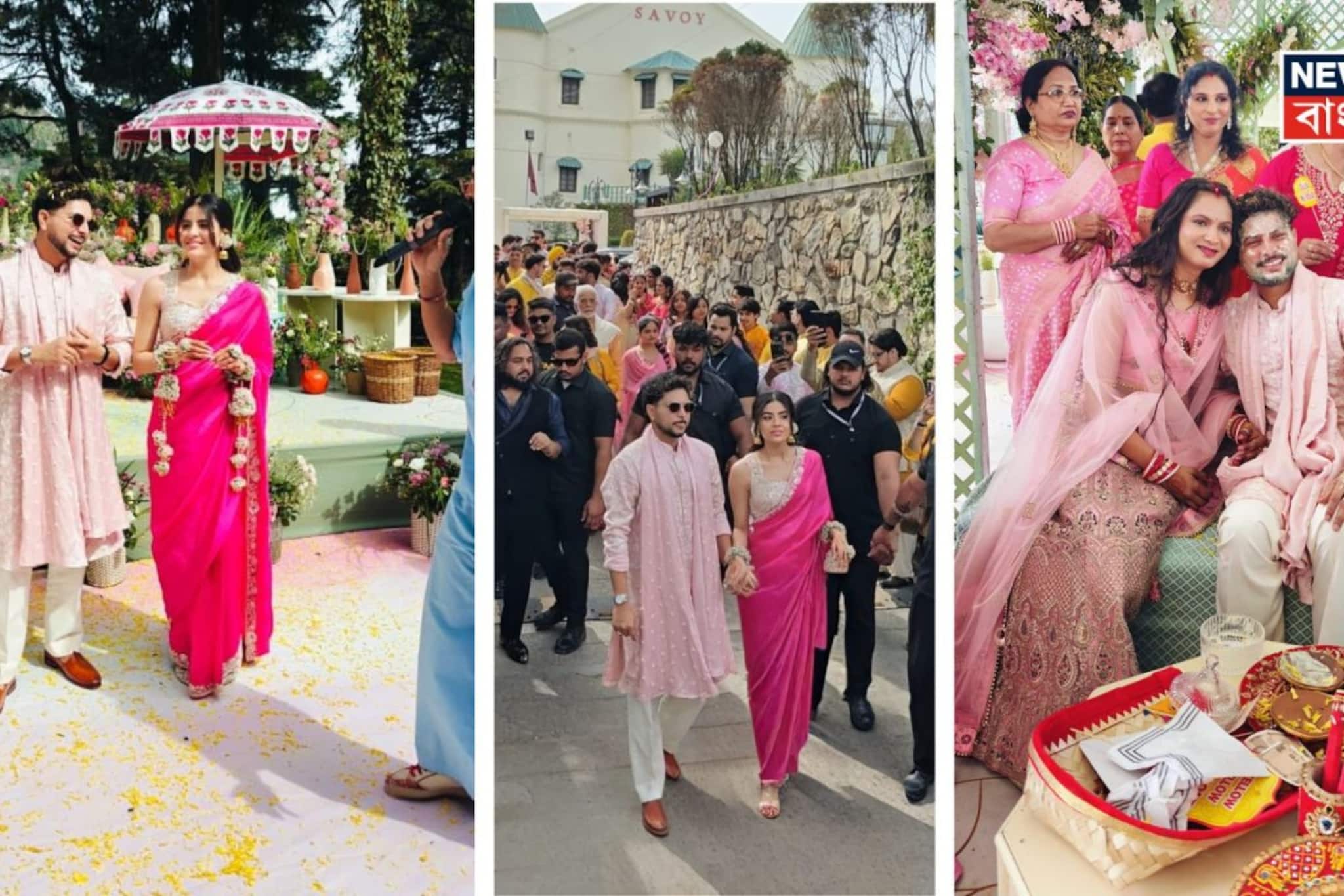 গাঢ় গোলাপি শাড়ি, সাদা স্লিভলেস ব্লাউজ পরে বংশিকা, পিঙ্ক শেরওয়ানিতে কুলদীপ, নাচতে নাচতে ঢুকছেন বিয়ের আসরে, ভাইরাল ভিডিও