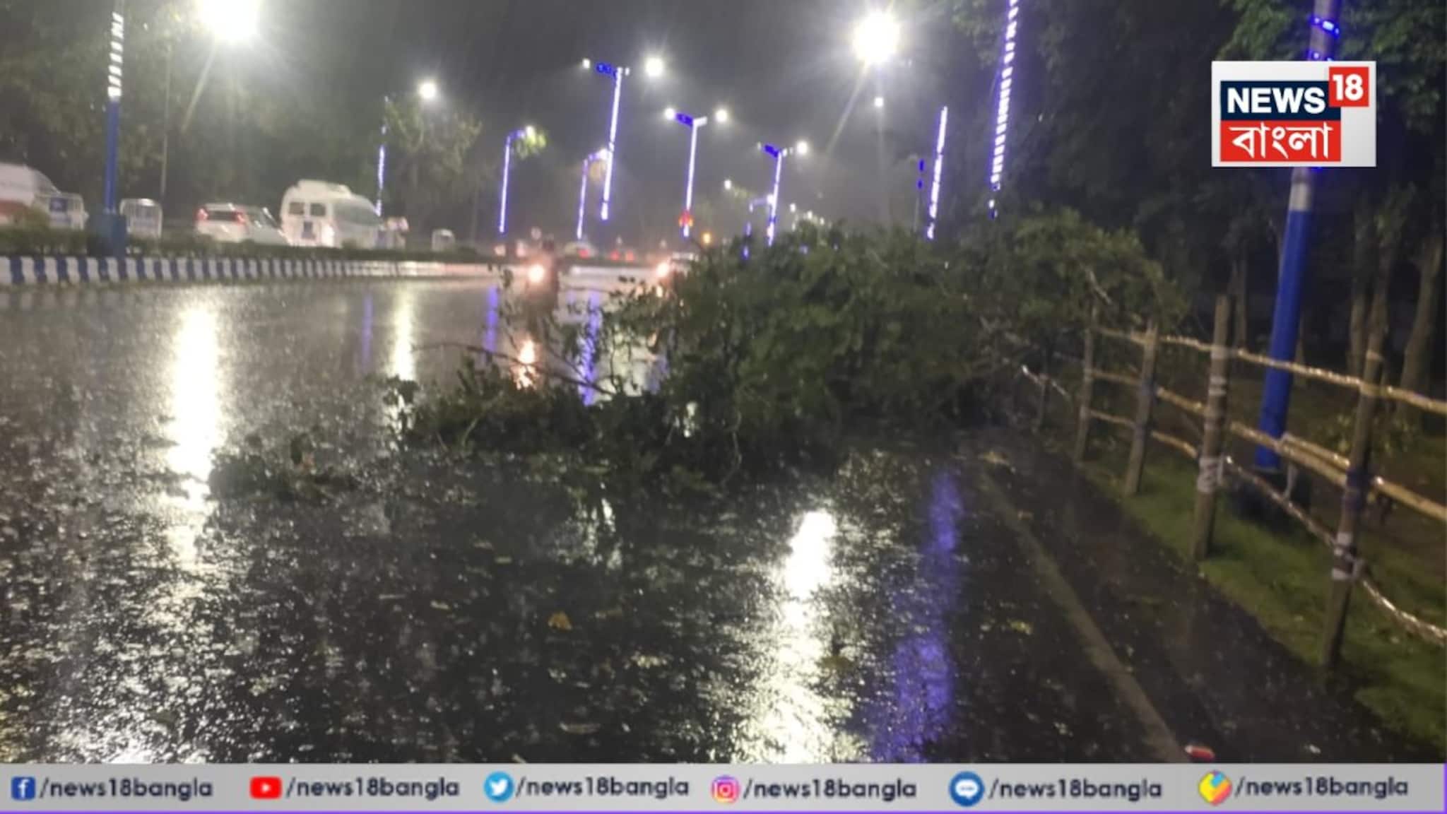 কলকাতায় প্রবল ঝড়বৃষ্টি! ময়দানে গাছের ডাল ভেঙে পড়ল রাস্তায়!