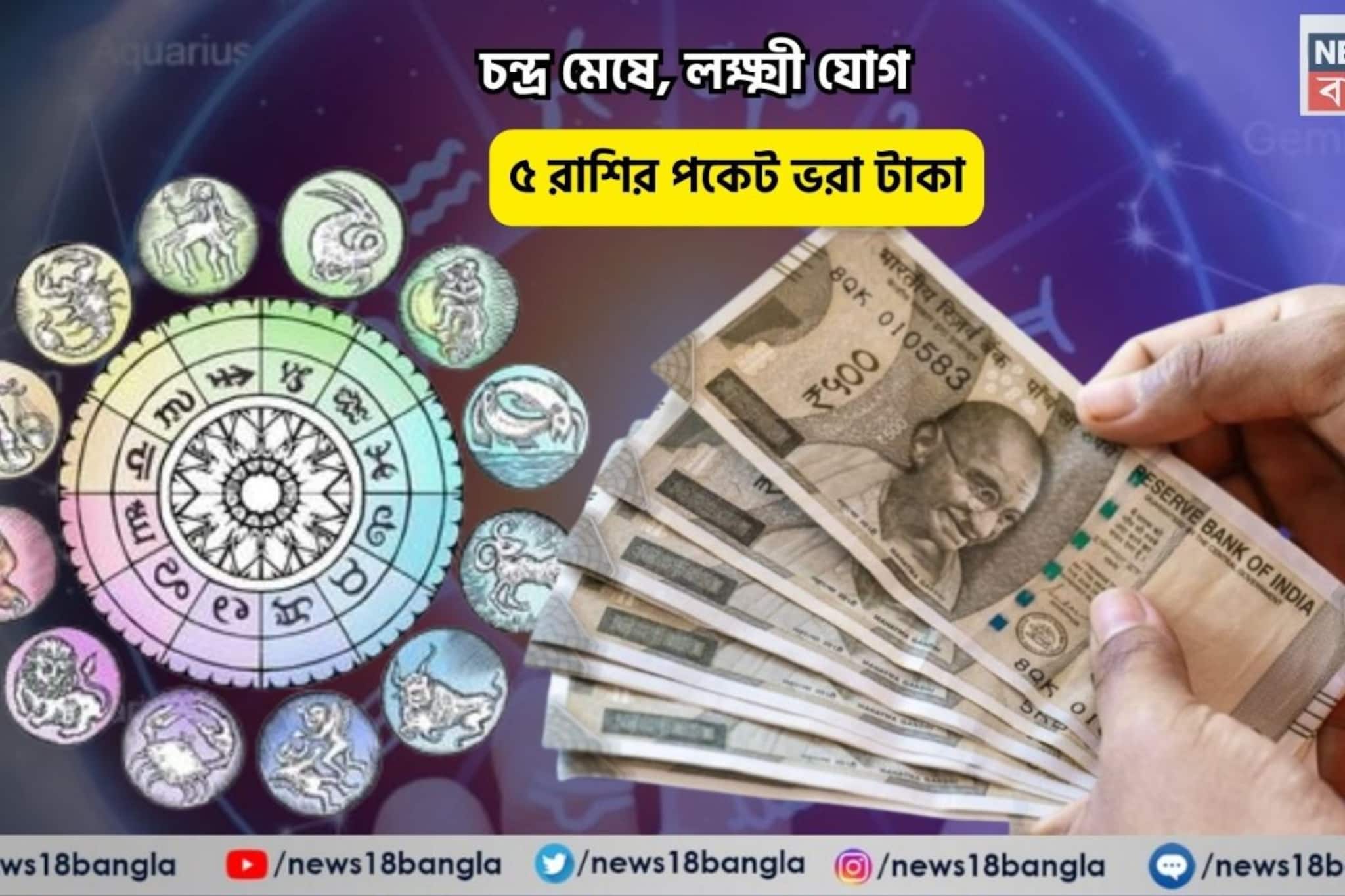 জীবনে শুরু হবে নতুন অধ্যায়, আপনি রাজা! চন্দ্র মেষে, লক্ষ্মী যোগে ৫ রাশির পকেট ভরা টাকা