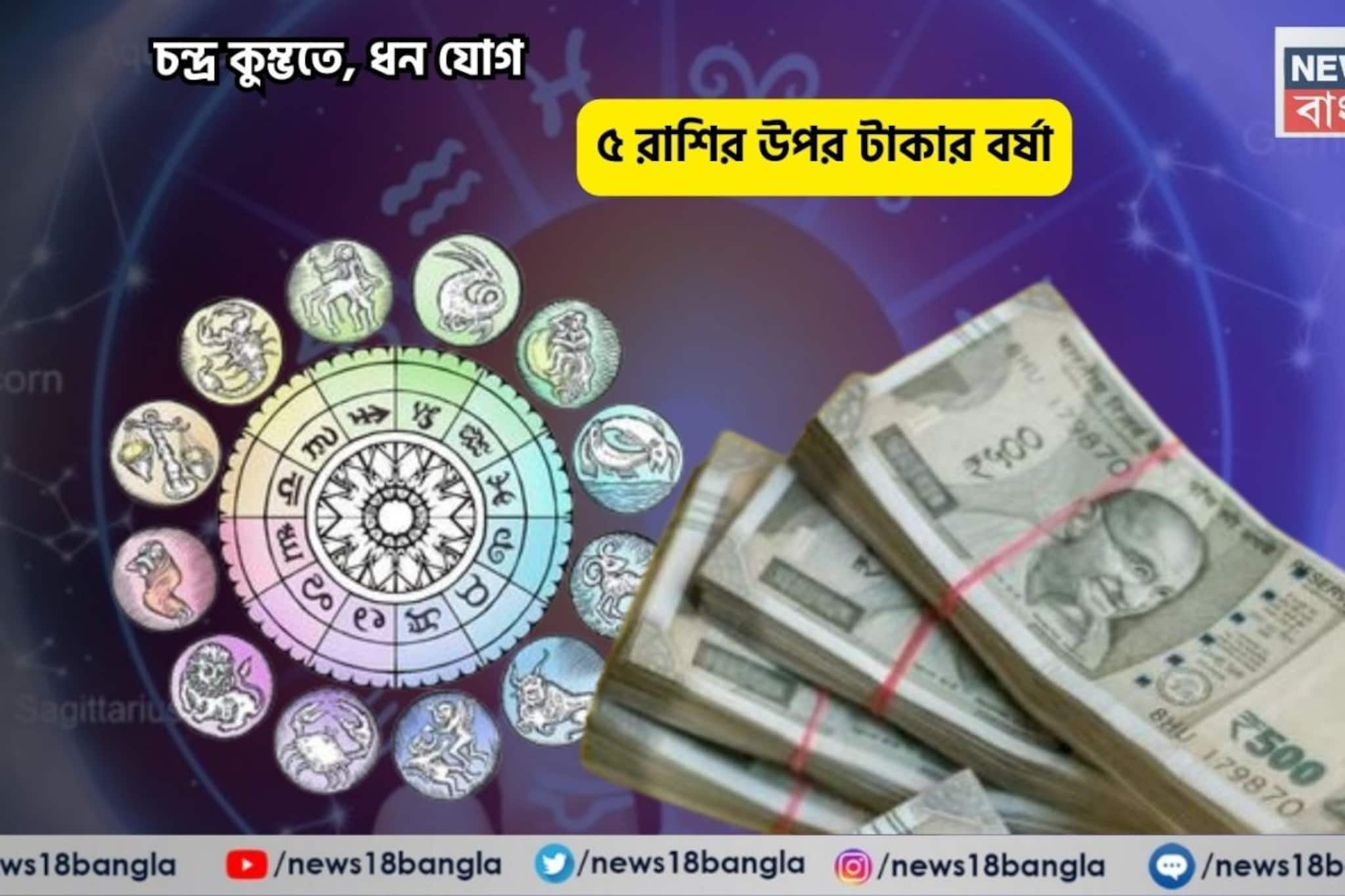সোনায় মোড়া কপাল, আপনি আজ বস! চন্দ্র কুম্ভতে, ধন যোগে ৫ রাশির উপর টাকার বর্ষা সোনায় মোড়া কপাল, আপনি আজ বস! চন্দ্র কুম্ভতে, ধন যোগে ৫ রাশির উপর টাকার বর্ষা