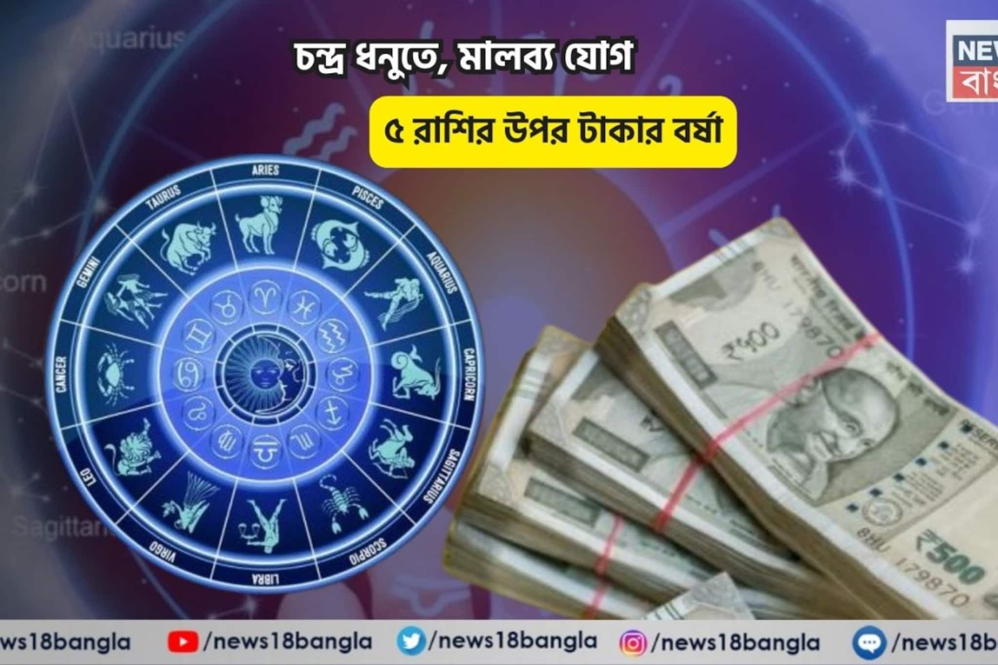 সোনার খনি আপনার হাতে, দিনের রাজা! চন্দ্র ধনুতে, মালব্য যোগে ৫ রাশির উপর টাকার বর্ষা