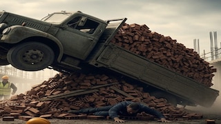 একটি ইট বোঝাই ম্যাক্স গাড়ি তার উপর গিয়ে উল্টে পড়ে৷ সেখানেই গভীরভাবে আতহ হন ওই ব্যক্তি৷ (Representative Image by AI)