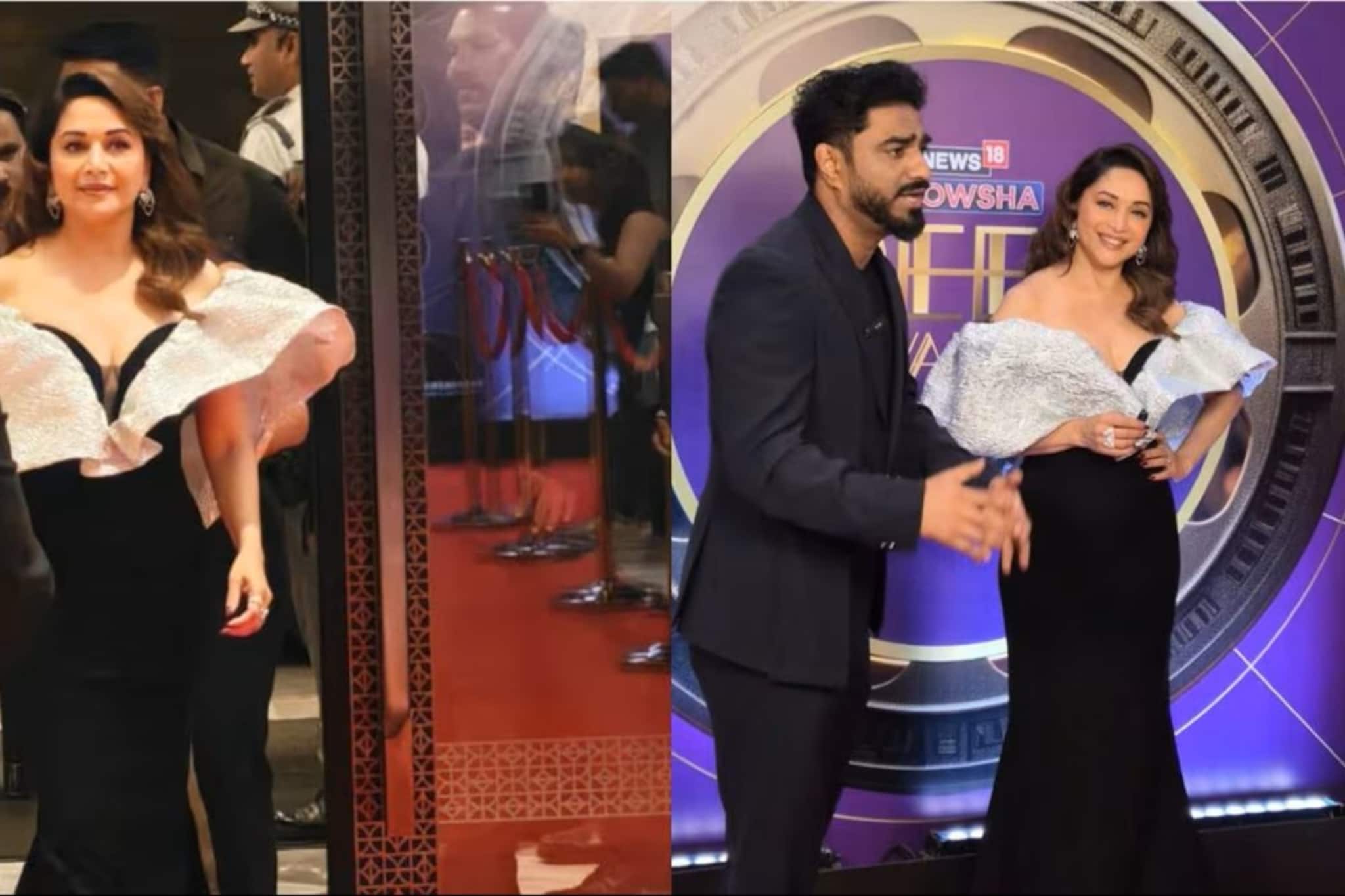 রেড কার্পেটে চোখ সরানো কঠিন! মাধুরীর কালো গাউনের লুকেই মুগ্ধ সবাই