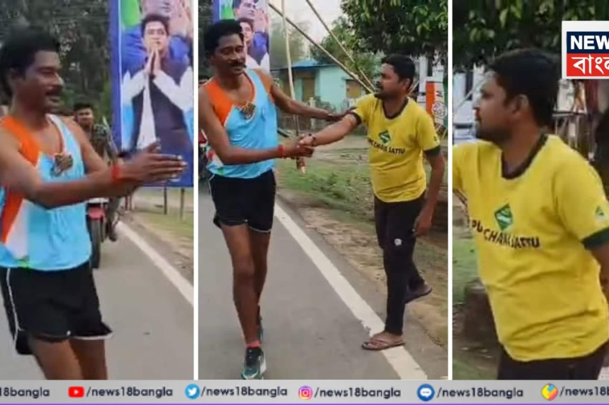 স্যান্ডো গেঞ্জি-হাফ প্যান্ট...! দাঁতনের রাস্তায় টানা ৮ কিলোমিটার দৌড়লেন তৃণমূল প্রার্থী