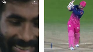 বুমরাহর বলে ছক্কা বৈভবের। বুমরাহর বলে ছক্কা বৈভবের।