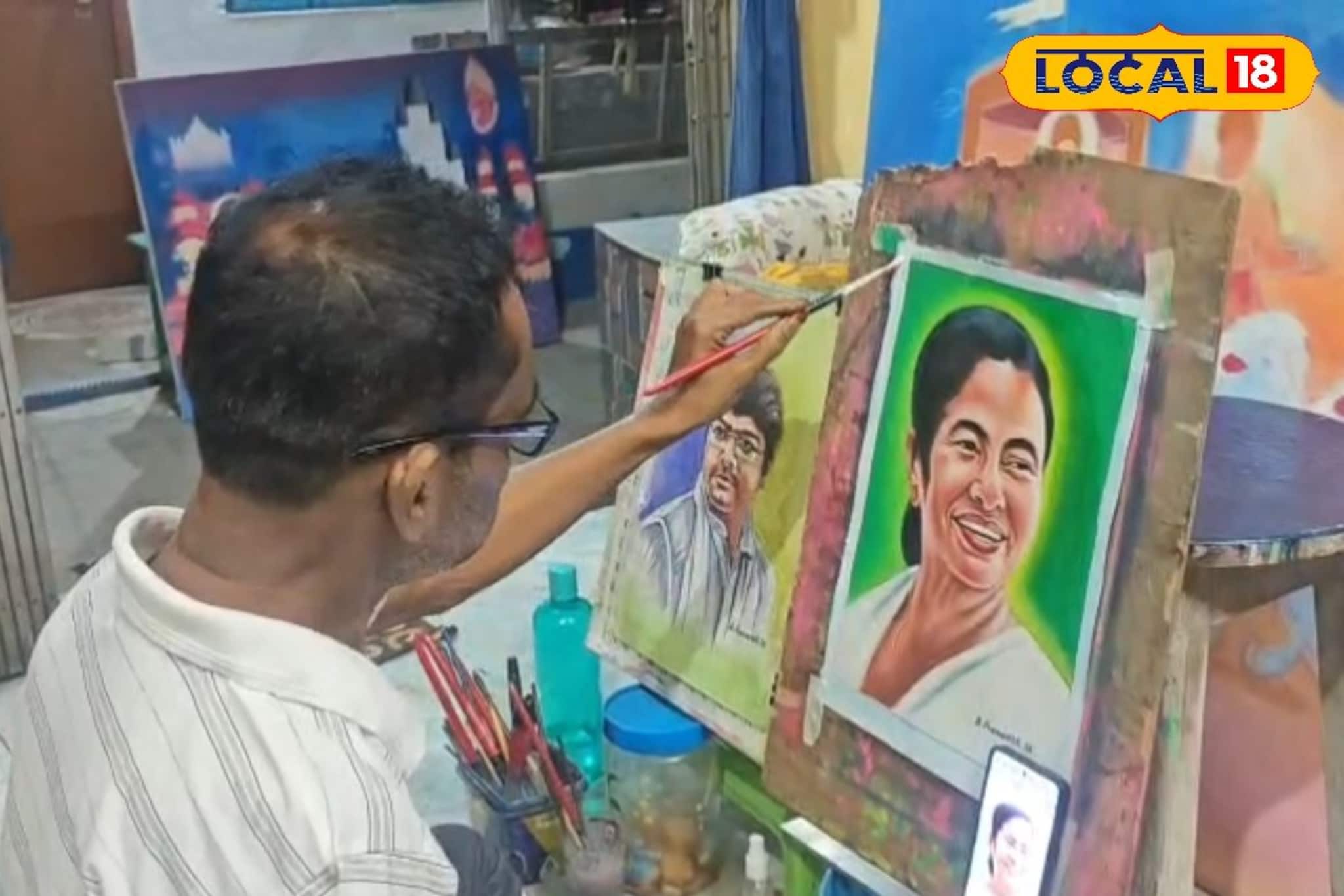 দুর্ঘটনায় ডান হাত হারিয়েছেন, বাঁ হাতেই ছবি এঁকে মমতা বন্দ্যোপাধ্যায়কে উপহার দিতে চান শিল্পী বিশ্বজিৎ