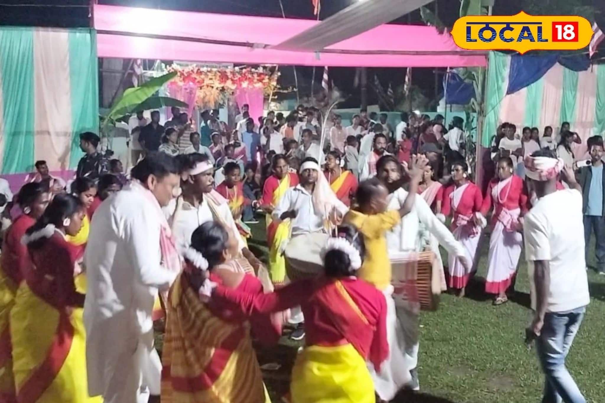 ধামসা-মাদলের তালে পা মেলালেন কালচিনির প্রার্থীরা! ভোটের আগে উৎসবের রেশ চা বাগানের ময়দানে