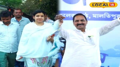 কংগ্রেস প্রার্থী মৌসম নূর ও তৃণমূল প্রার্থী আব্দুর রহিম বক্সি 