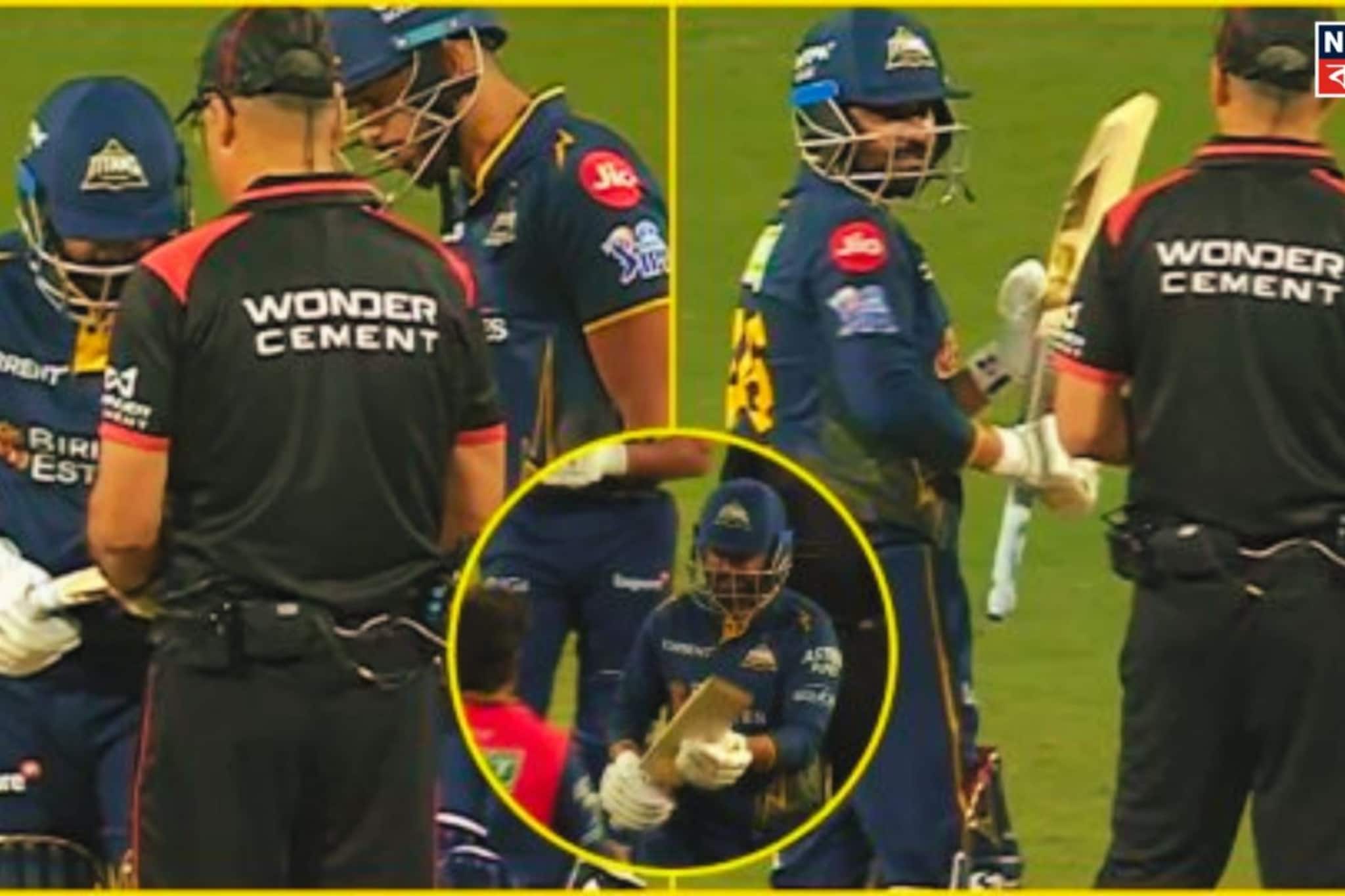  Illegal ব্যাট নিয়ে মাঠে, রাহুল তেওটিয়াকে হাতেনাতে ধরলেন আম্পায়ার